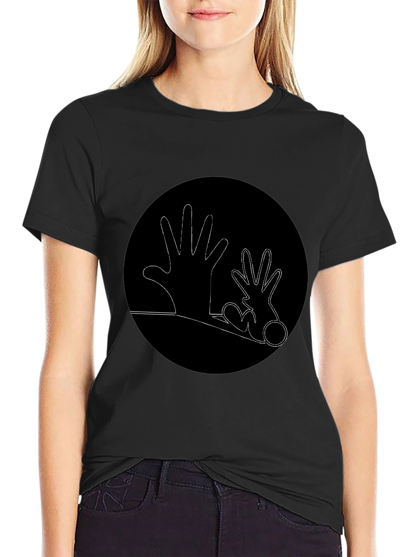 Black Hands Graphic Black T-Shirt view 2