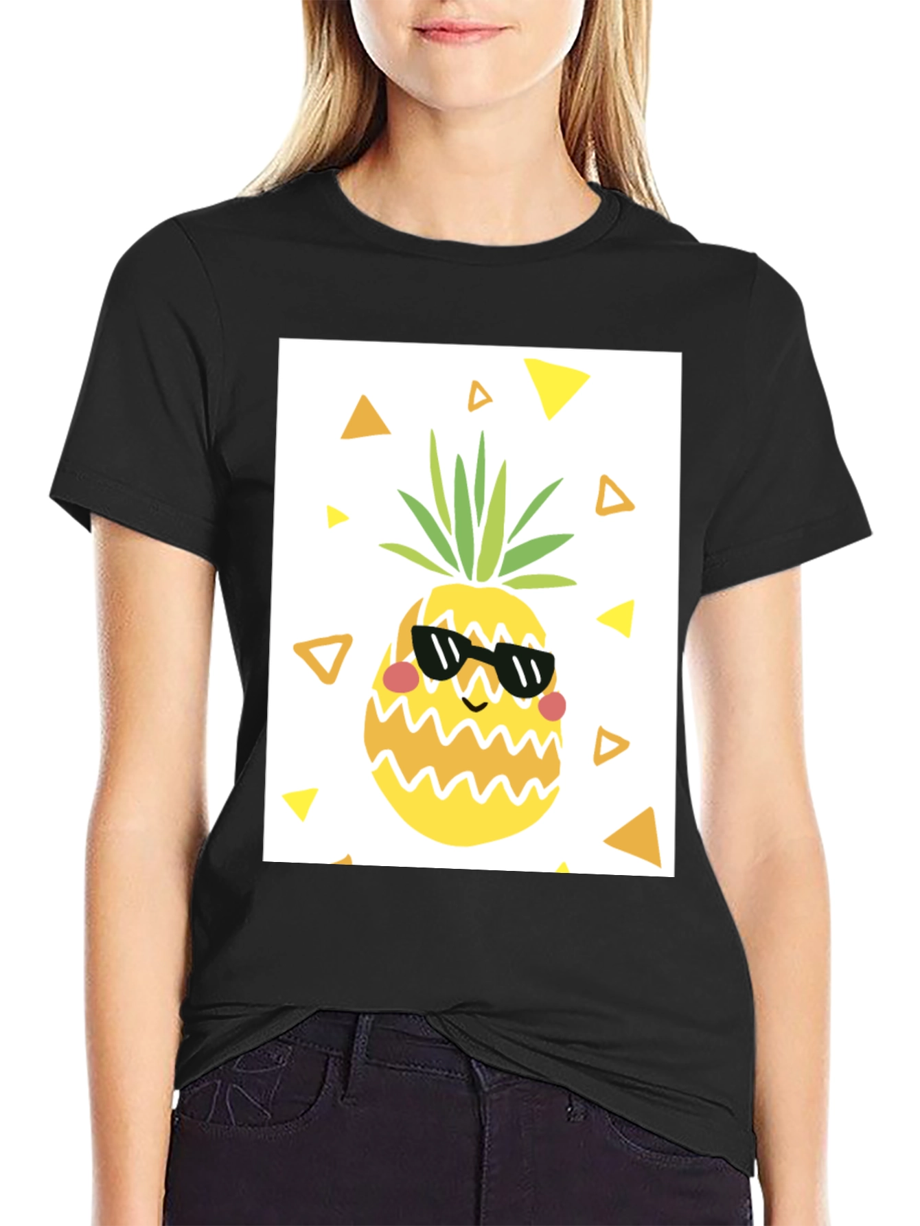 Black Cool Pineapple Graphic T-Shirt - Black Casual Tee view 2