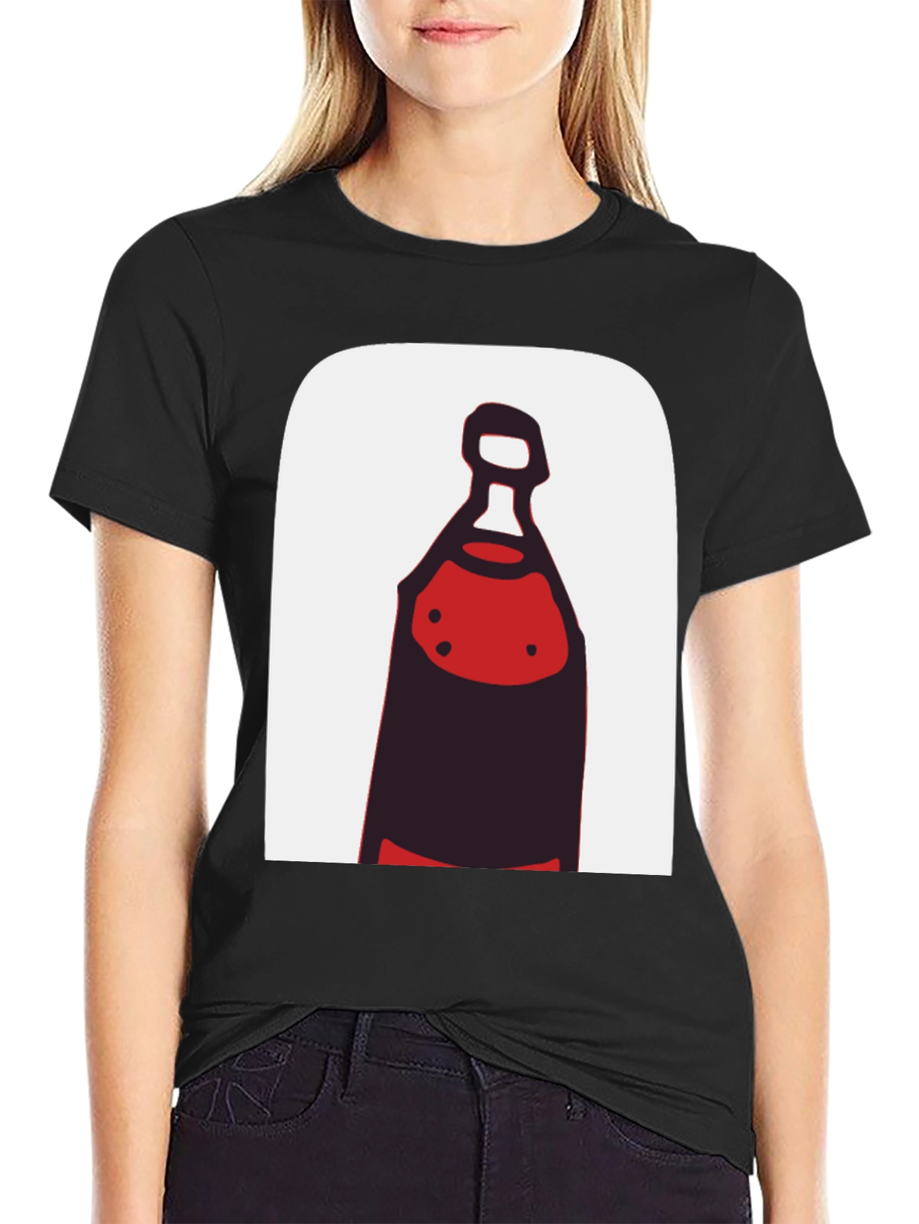 Black Abstract Bottle Graphic Tee - Black Cotton view 2