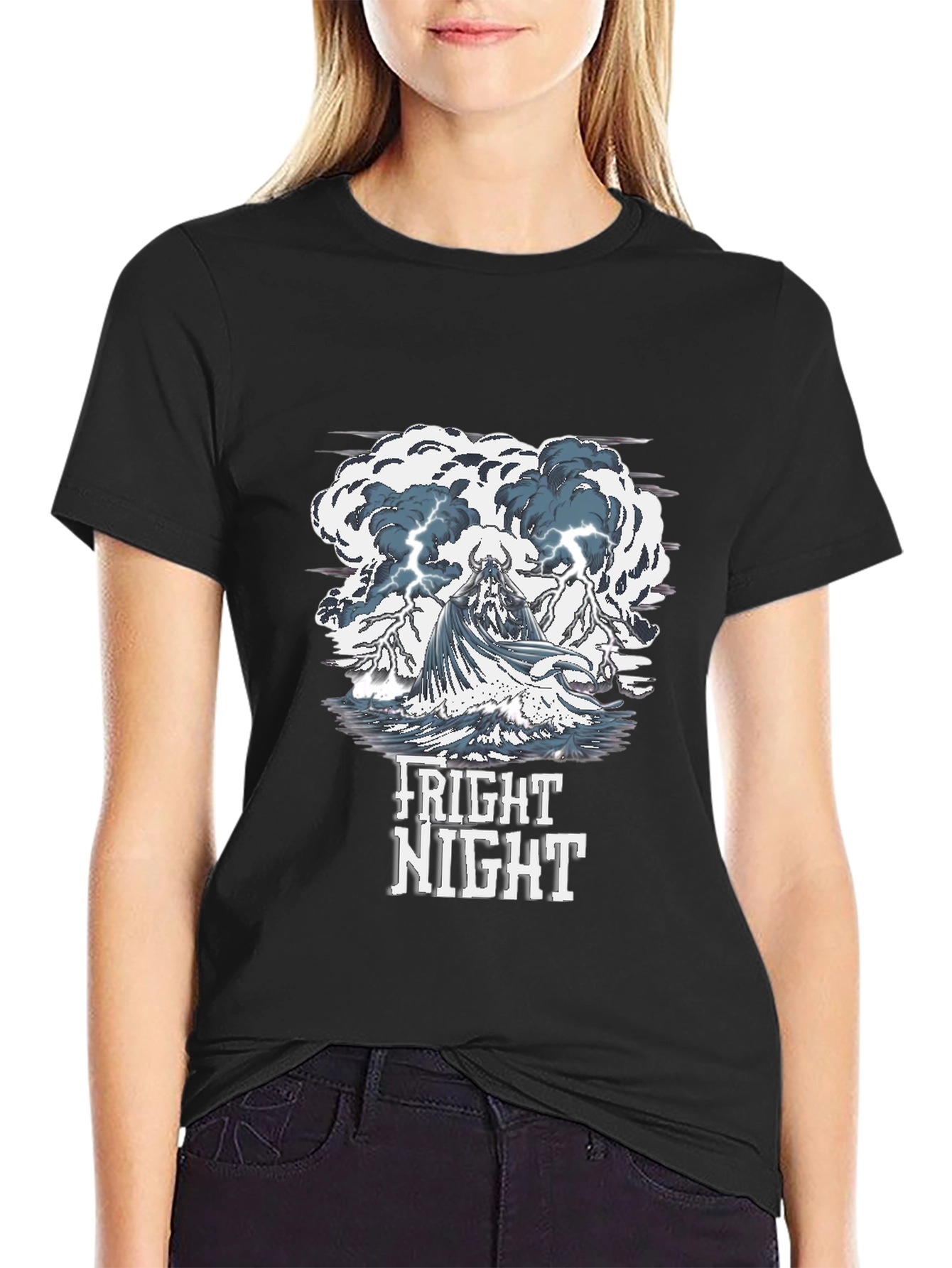 Black Fright Night Graphic Print T-Shirt view 2
