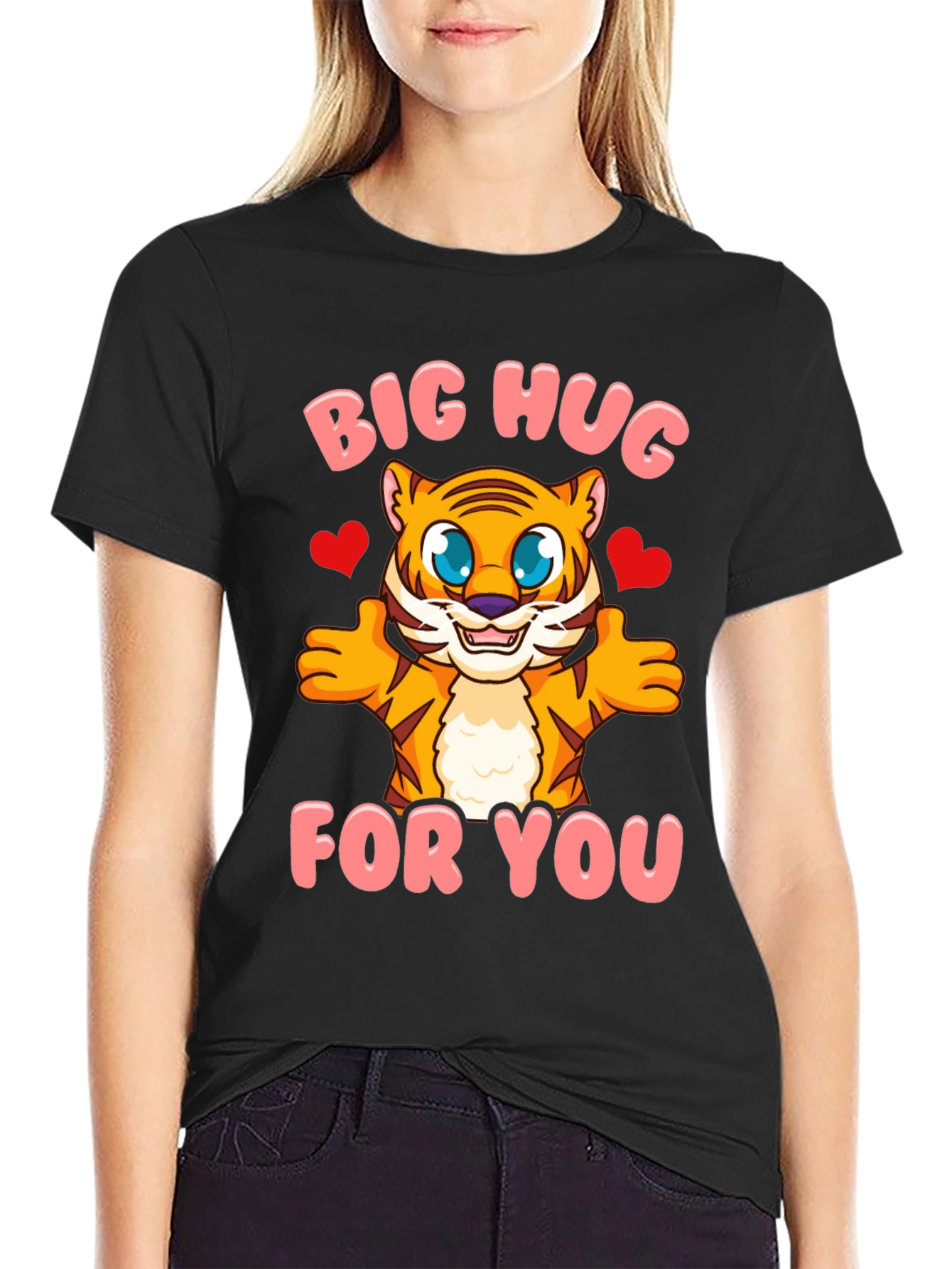 Black Big Hug Tiger Graphic Tee - Black view 2