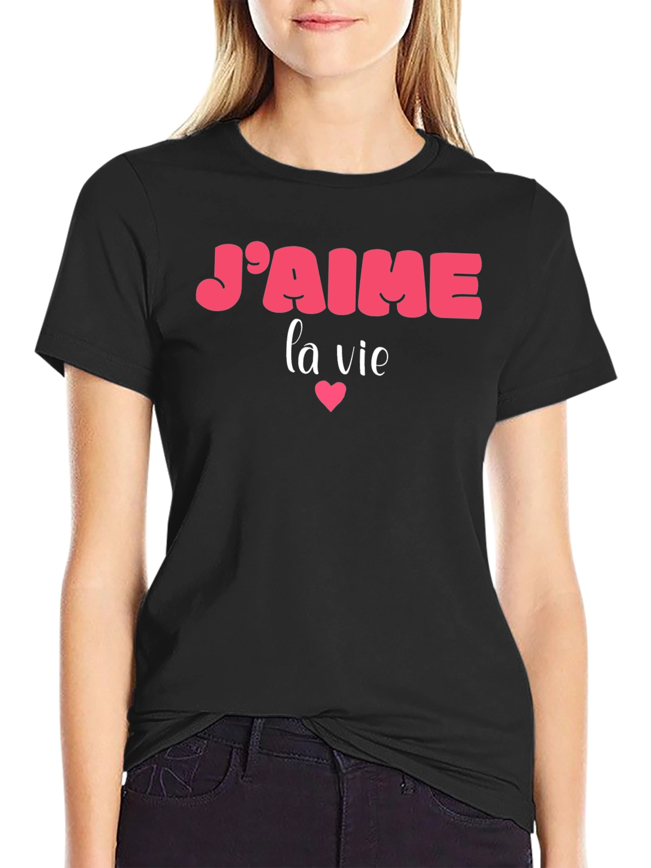 Black J'aime la vie Graphic T-Shirt - Black view 2