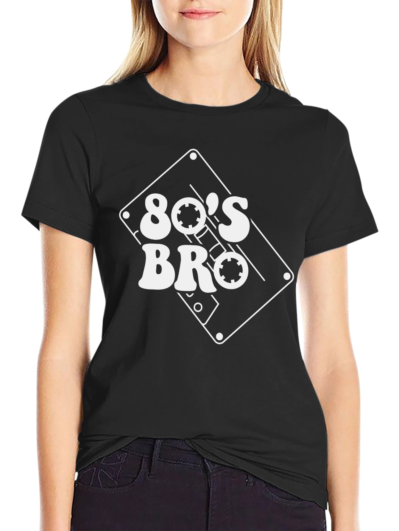 Black 80's Bro Retro Cassette Tape T-Shirt view 2