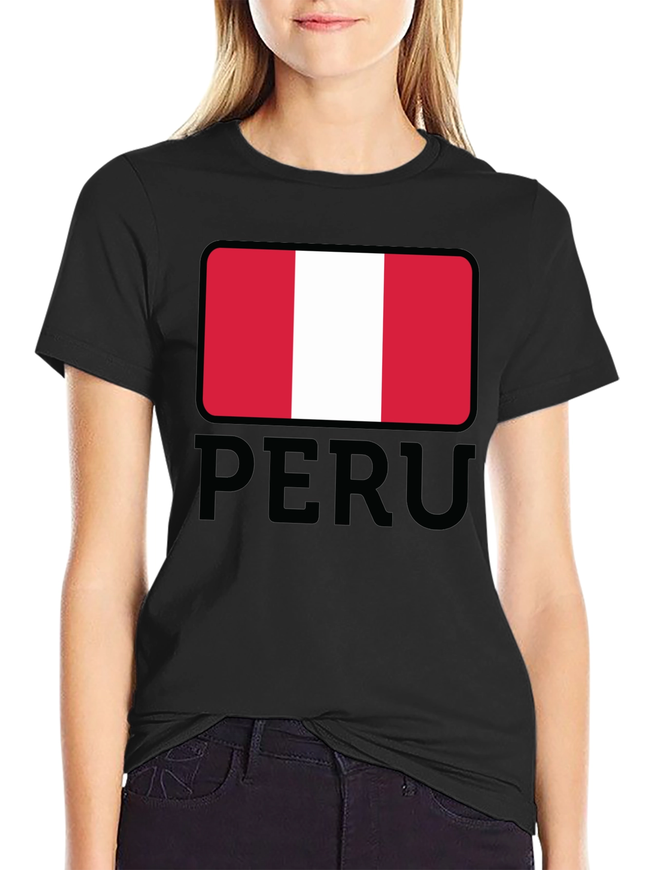 Peru Flag Graphic Tee - Black Cotton T-Shirt - 2
