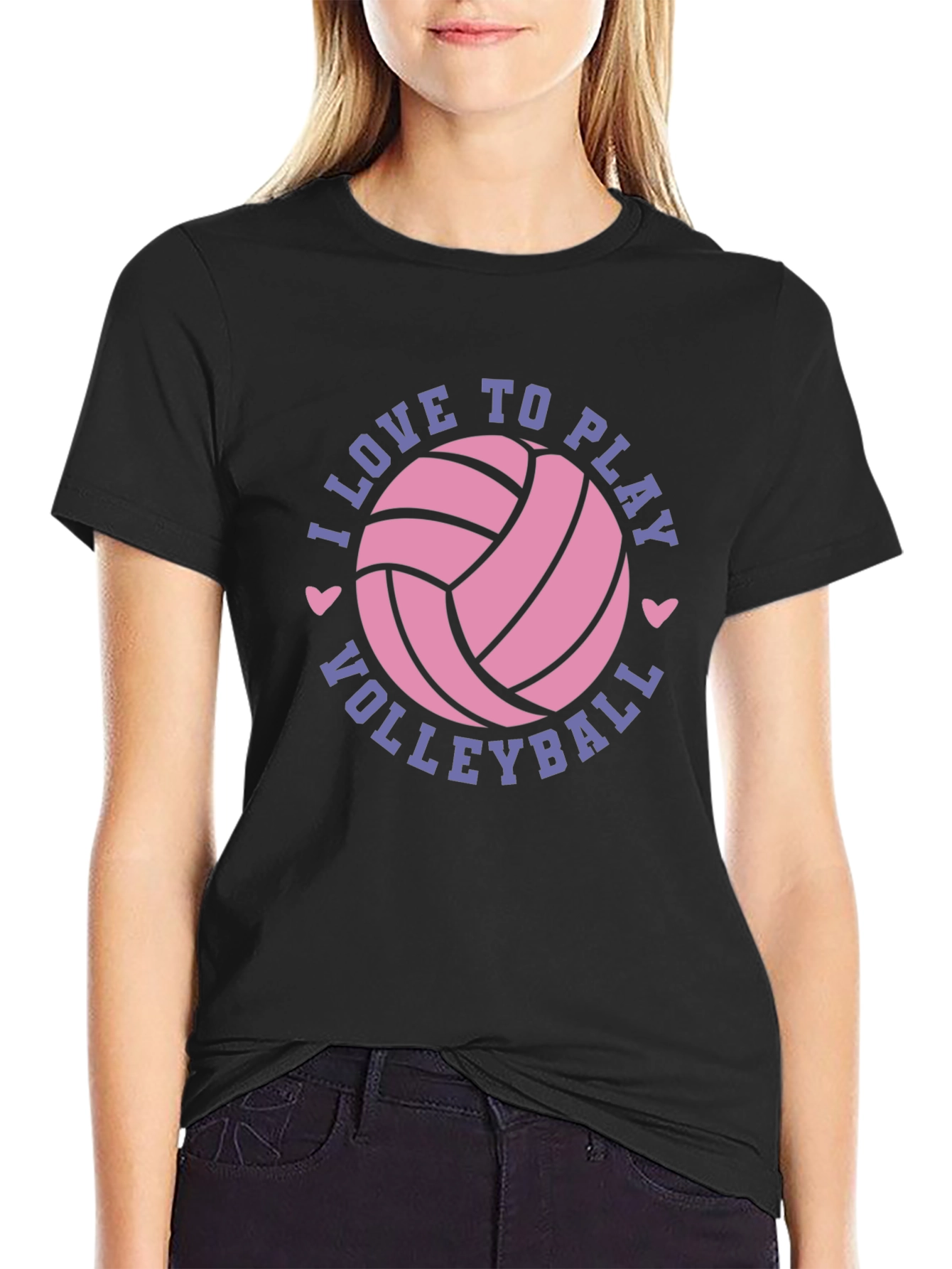 Black I Love to Play Volleyball Graphic Tee Shirt view 2