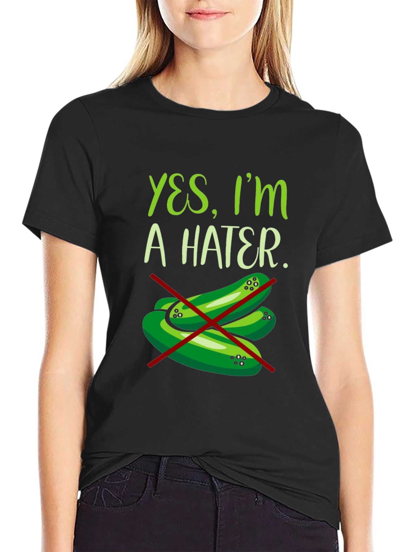 Black Yes, I'm a Hater Pickle T-Shirt view 2