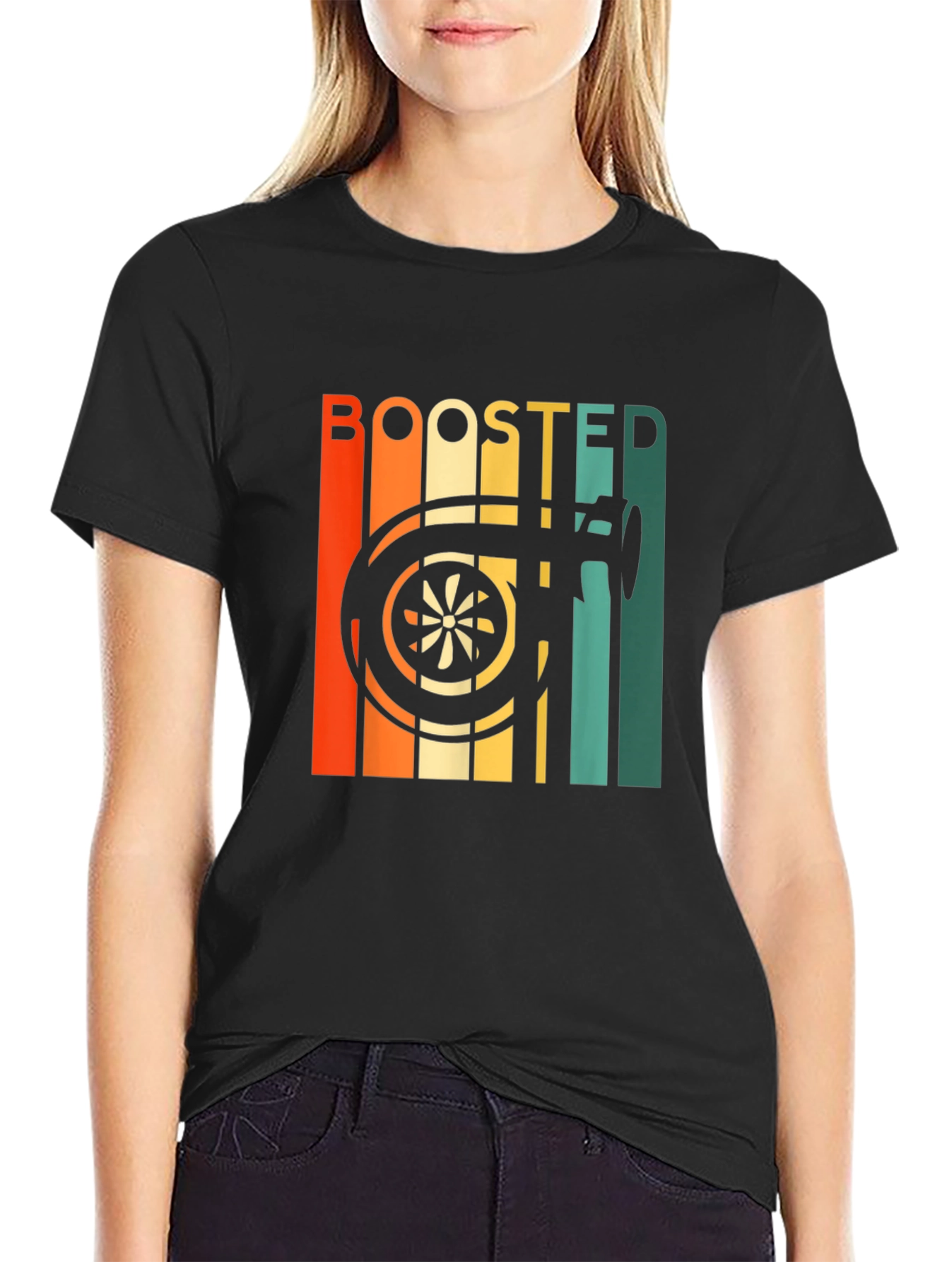 Black Boosted Turbo T-Shirt - Automotive Enthusiast Style view 2