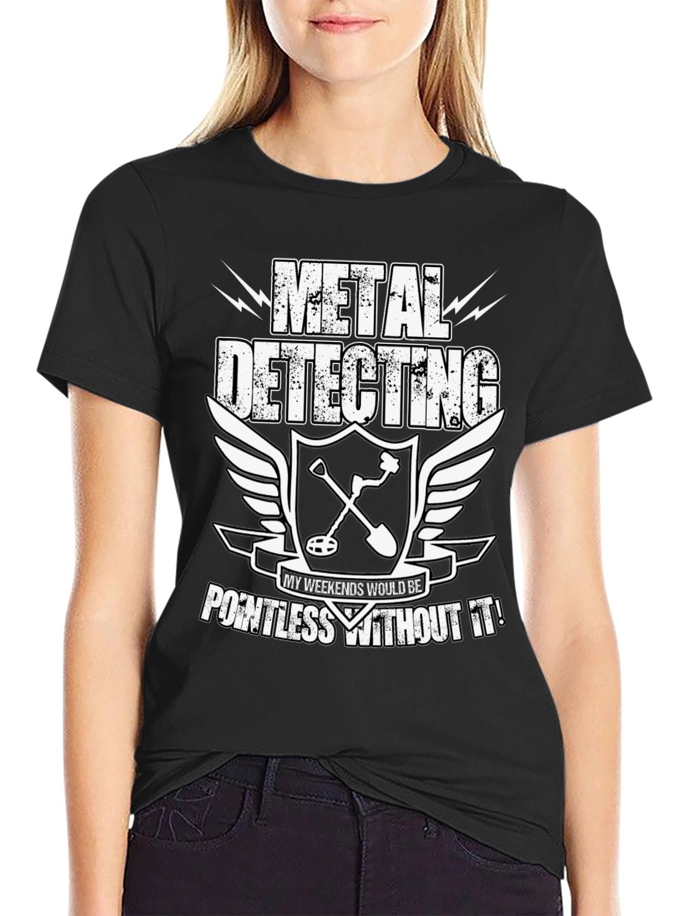 Black Metal Detecting T-Shirt - Pointless Without It! view 2
