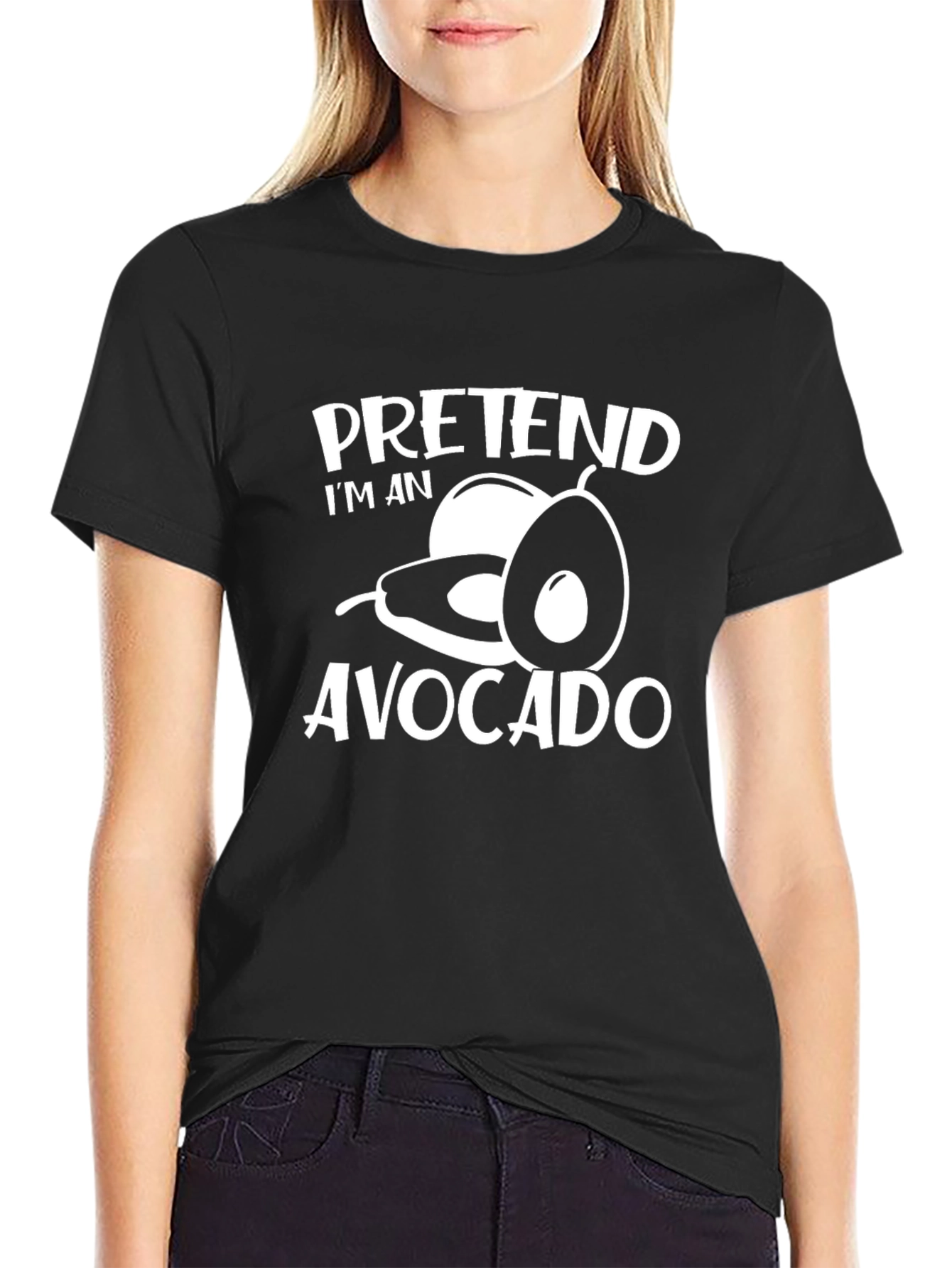 Black Pretend I'm an Avocado T-Shirt view 2