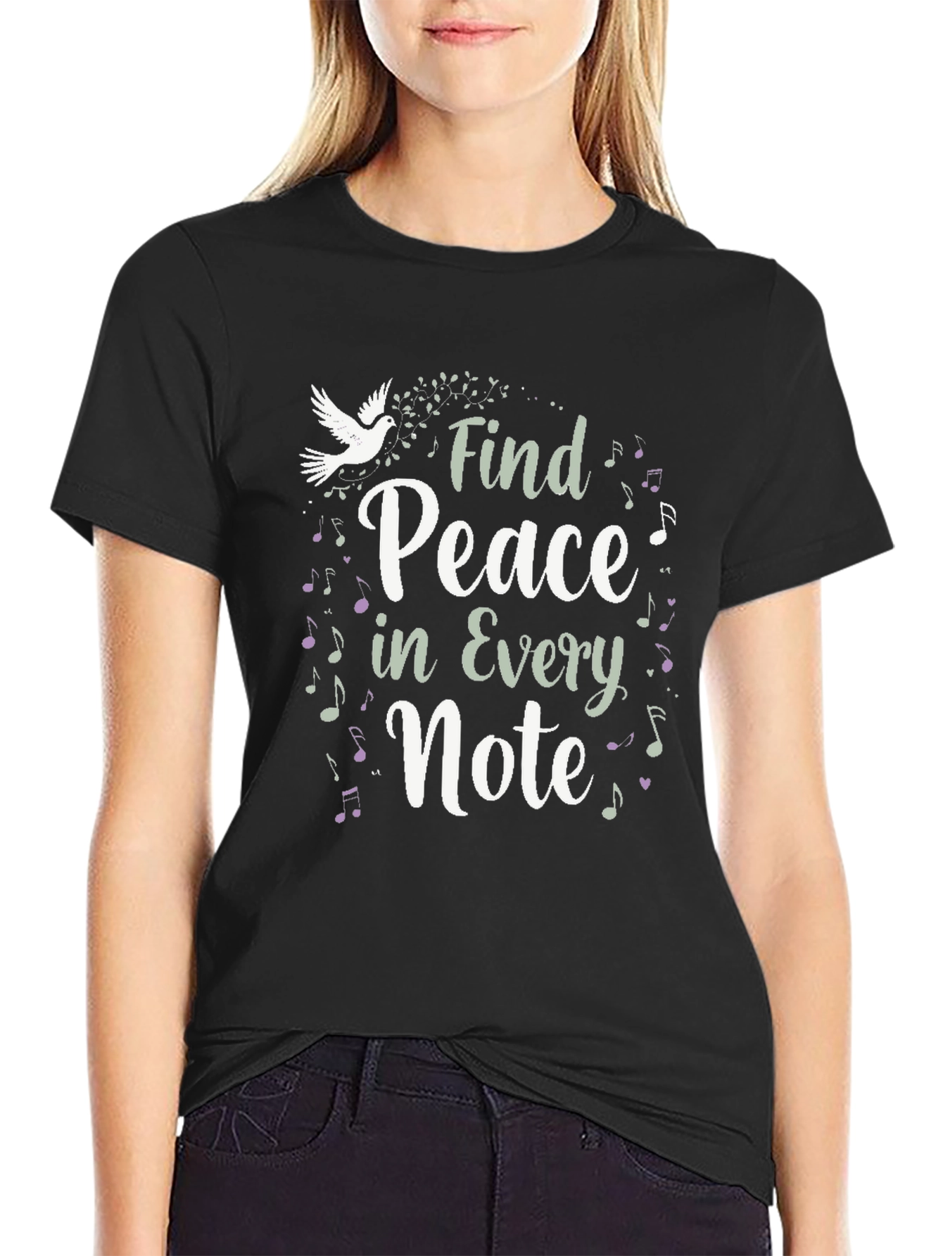 Black Peace in Every Note Dove T-Shirt view 2