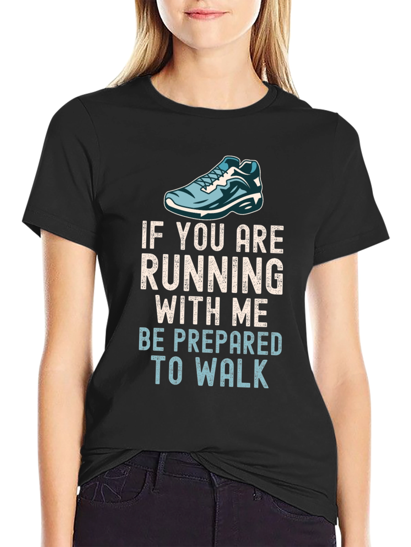 Black Funny Running T-Shirt - Be Prepared To Walk view 2