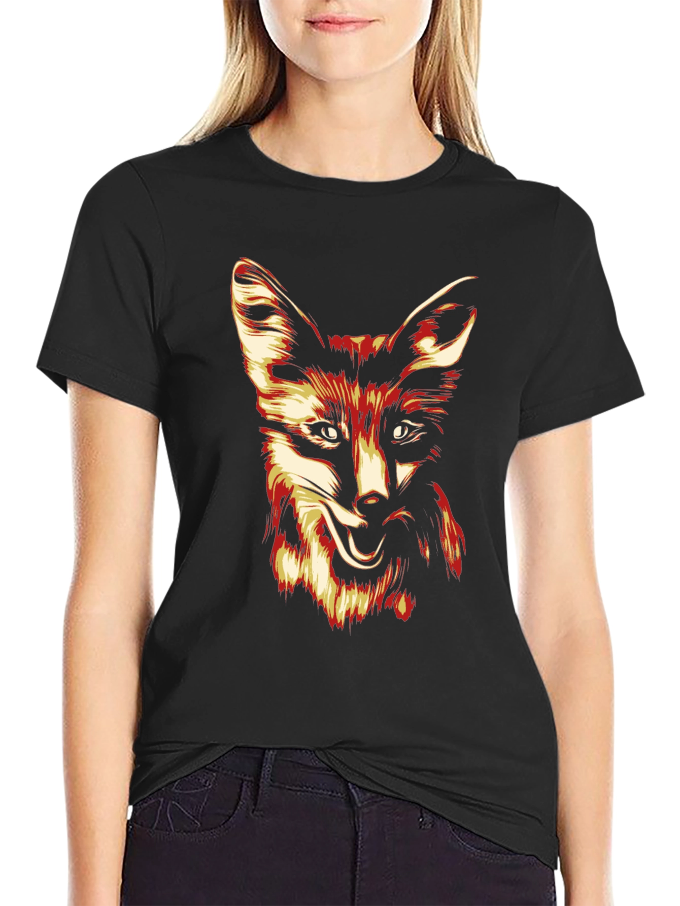 Black Fox Graphic Print Tee - Stylish Men's Black T-Shirt view 2