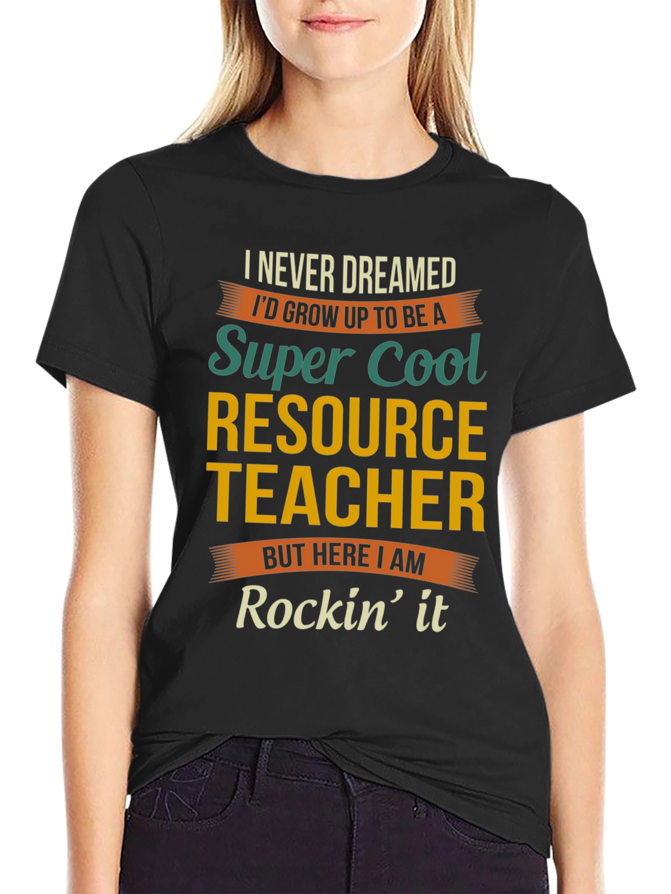 Black Super Cool Resource Teacher T-Shirt view 2