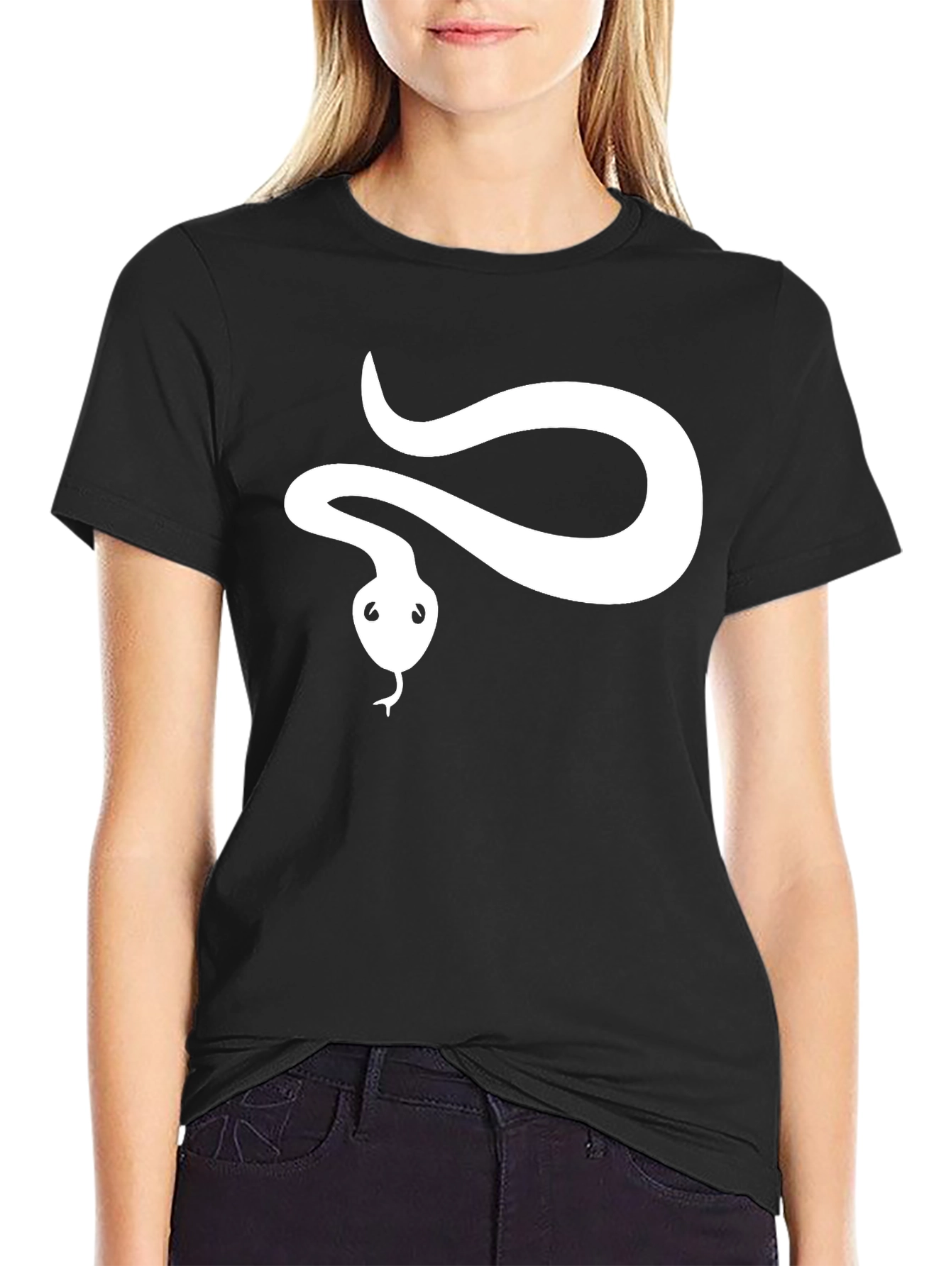 Black Snake Graphic Tee - Black Cotton T-Shirt view 2