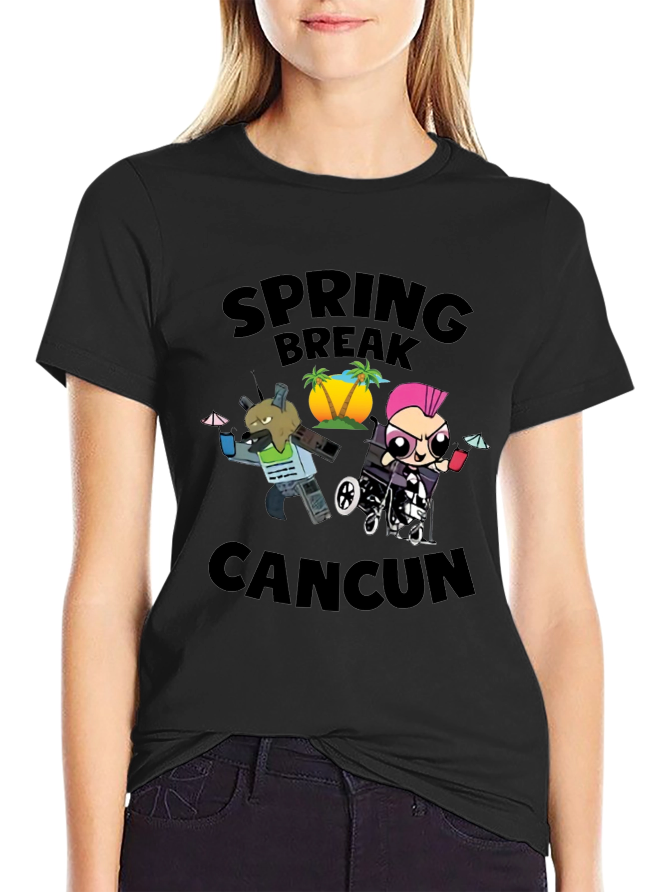 Black Spring Break Cancun Graphic Tee view 2