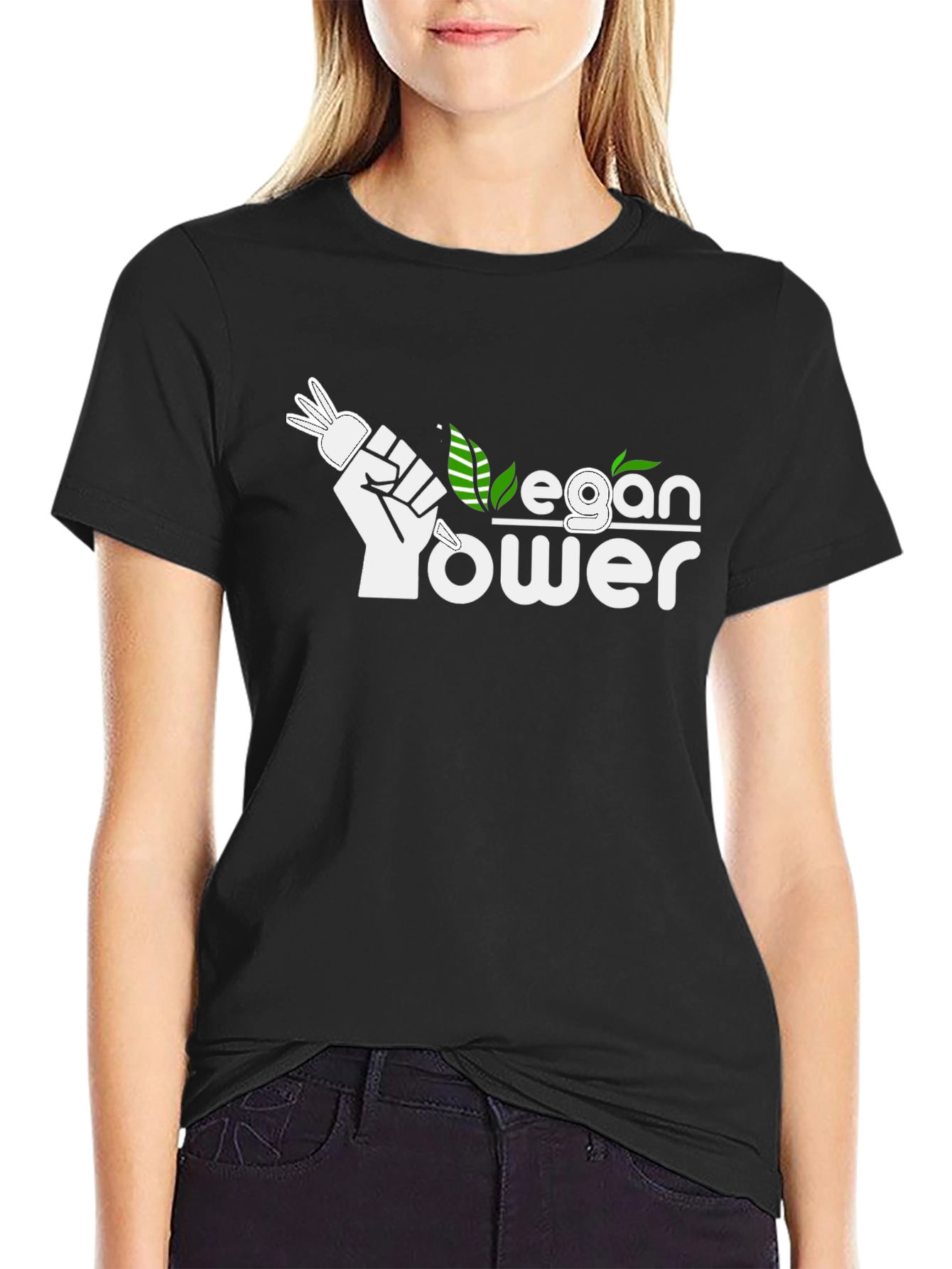 Black Vegan Power Black T-Shirt view 2