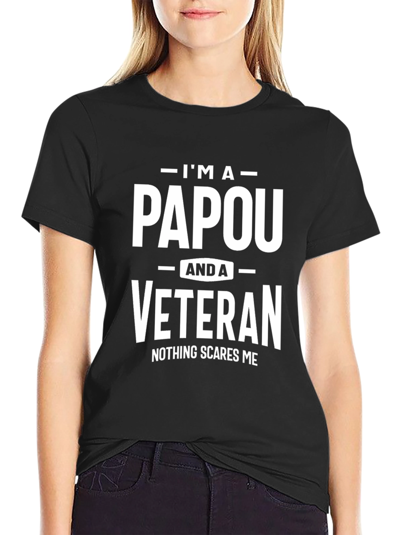 Black I'm A Papou and a Veteran Men's T-Shirt view 2