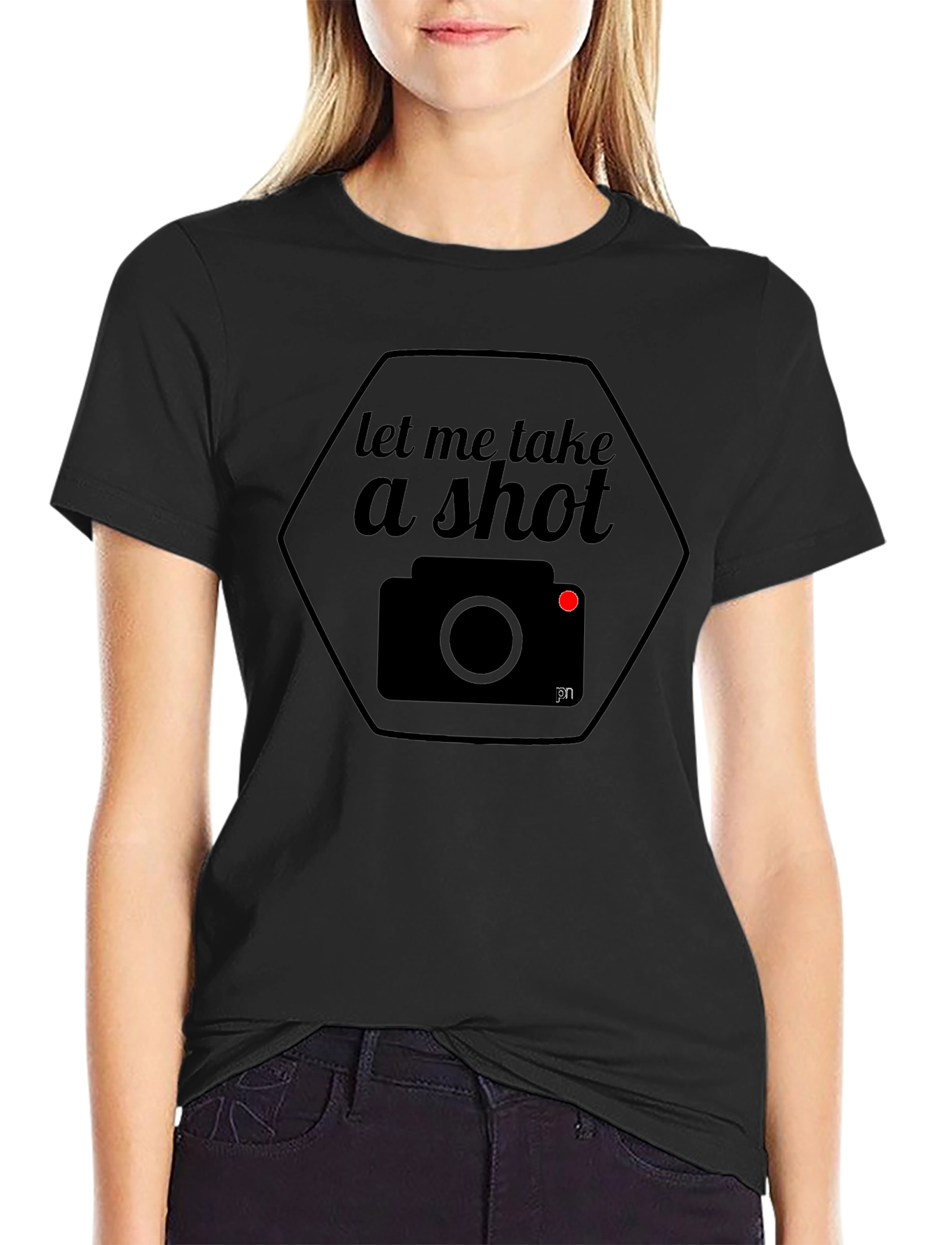 Black Let Me Take A Shot Camera Graphic T-Shirt view 2