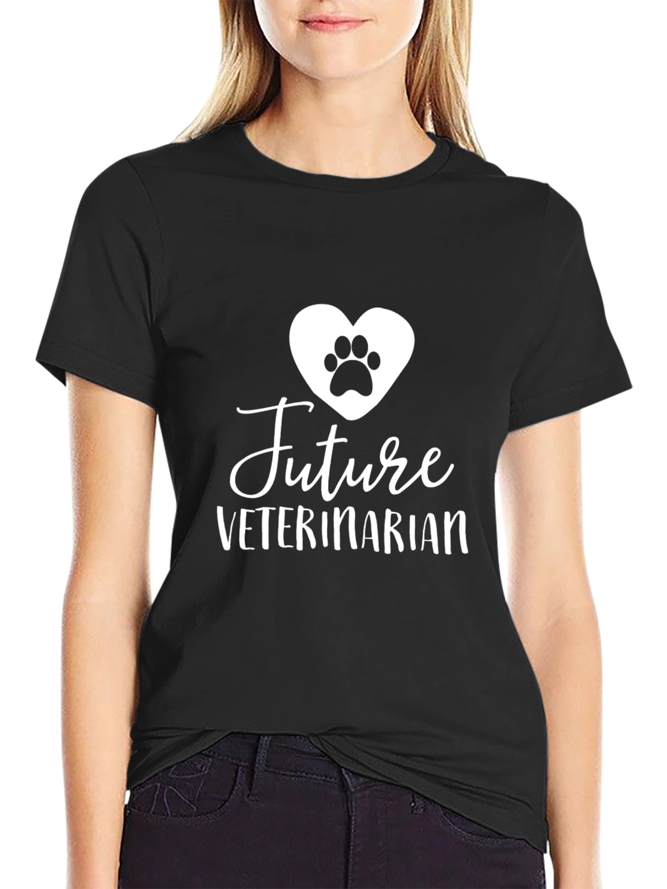 Black Future Veterinarian T-Shirt - Unisex Black Tee view 2