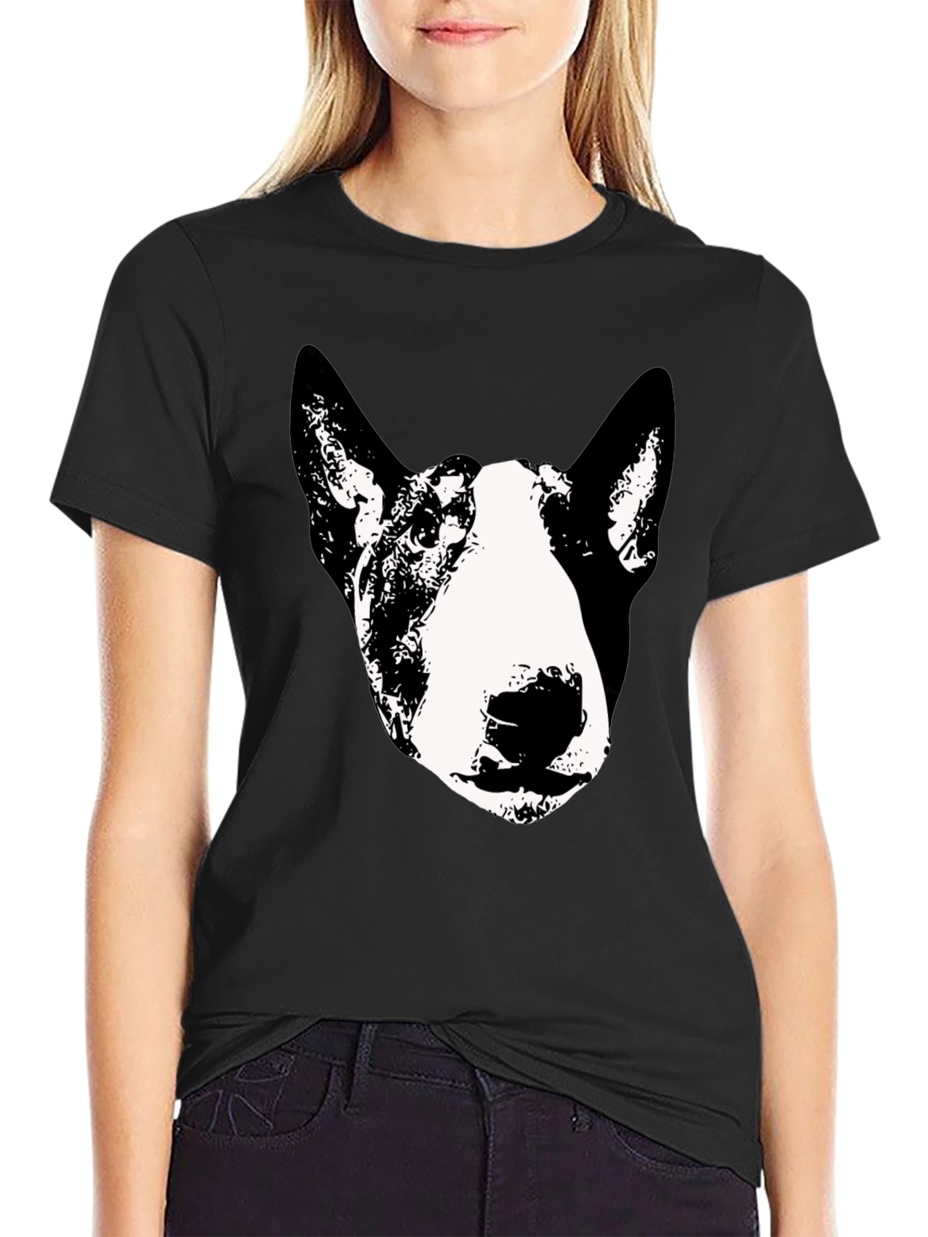 Black Bull Terrier Graphic Tee - Black Cotton Blend view 2