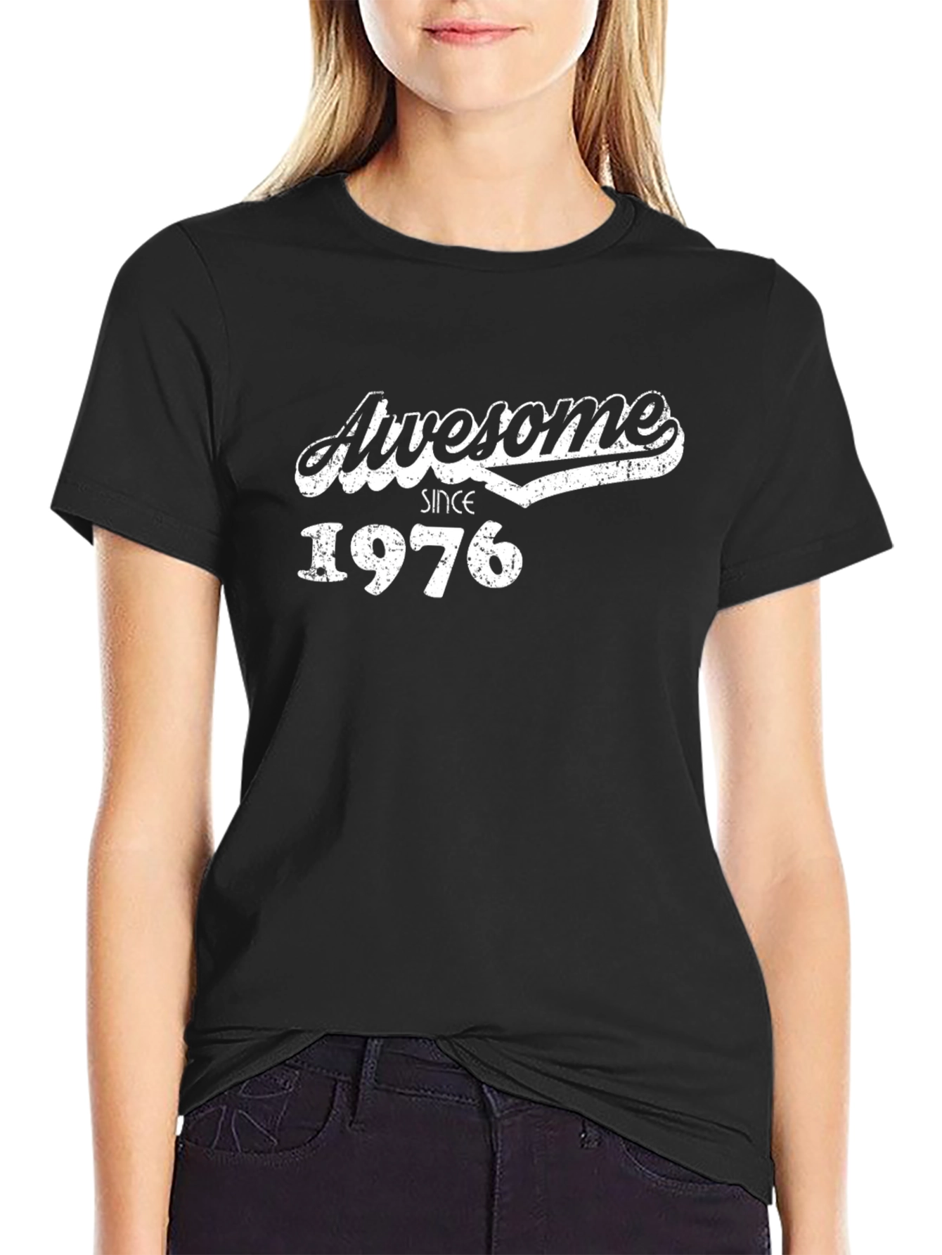 Black Awesome Since 1976 Black Graphic Tee view 2