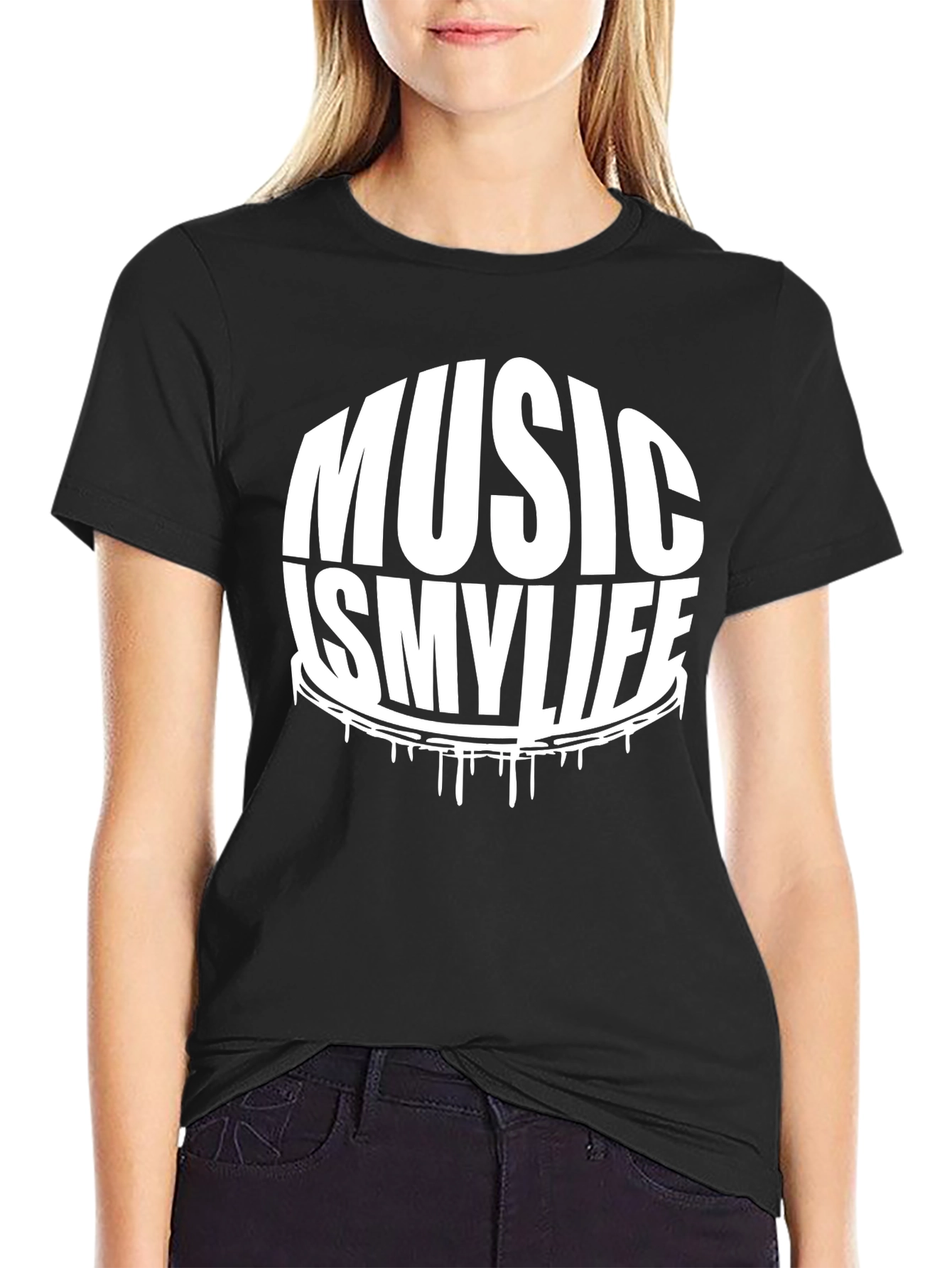 Black Music is My Life Black Graphic Tee view 2