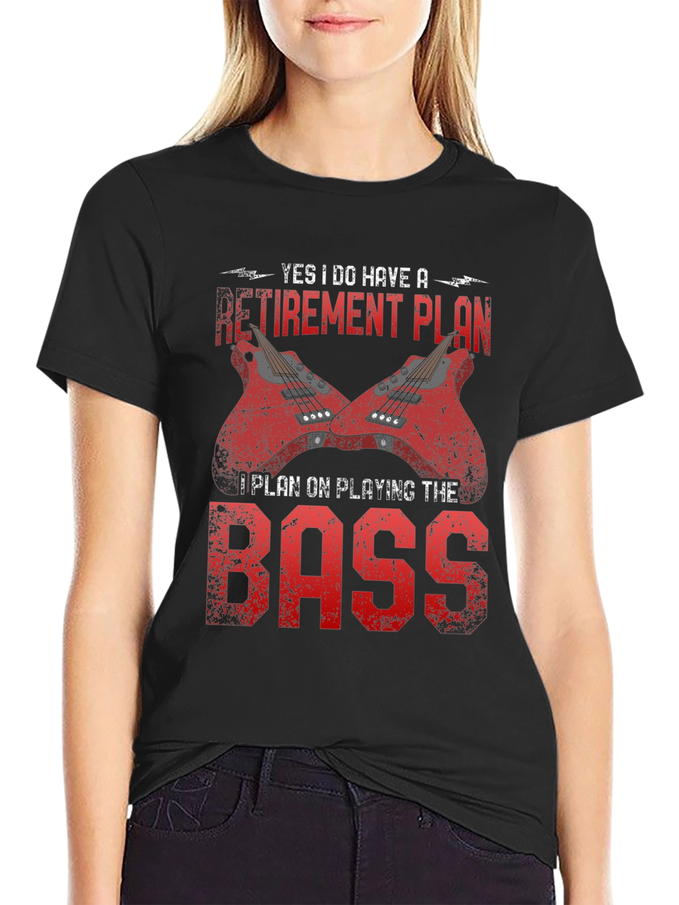 Black Bass Guitar Retirement Plan T-Shirt - Music Lover Tee view 2