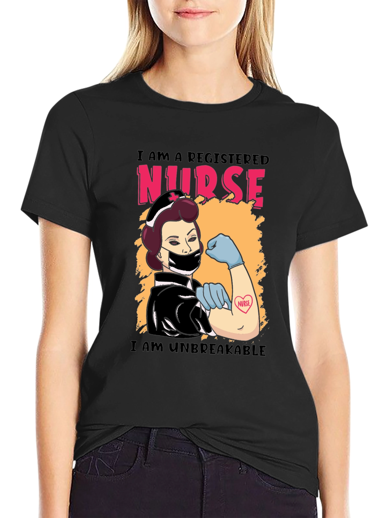 Black Registered Nurse Unbreakable Graphic T-Shirt view 2