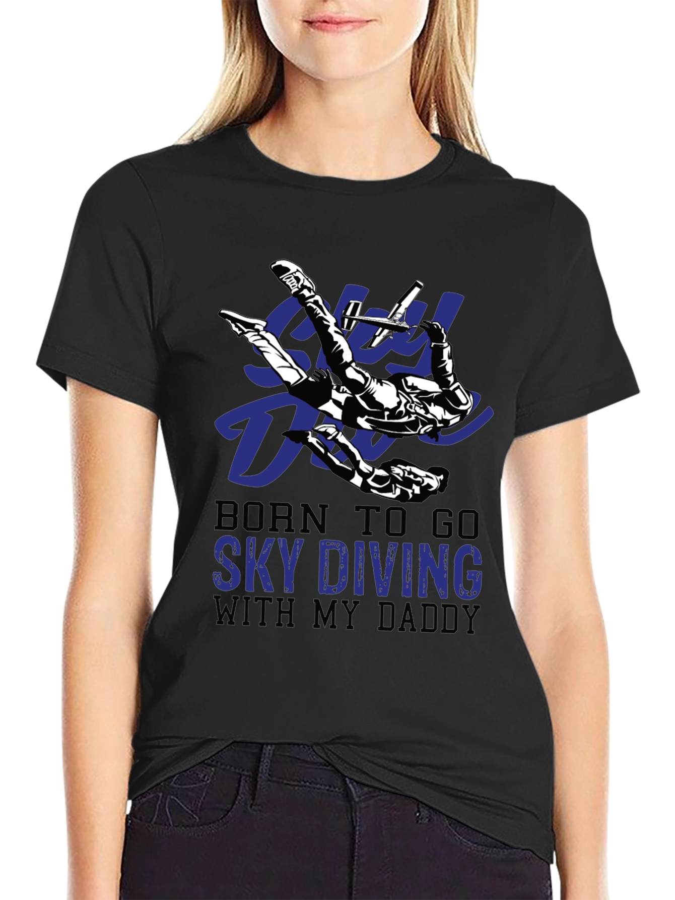 Black Skydiving Daddy T-Shirt | Born To Go Sky Diving view 2