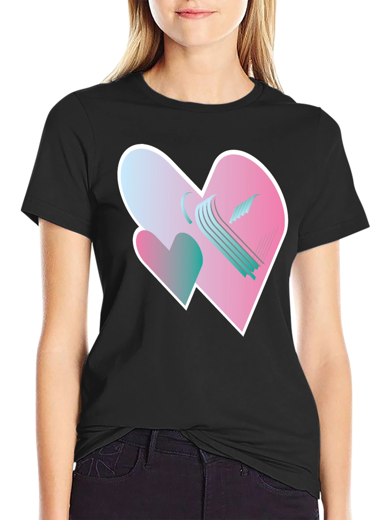 Black Heart Harp Graphic Tee - Modern Design view 2