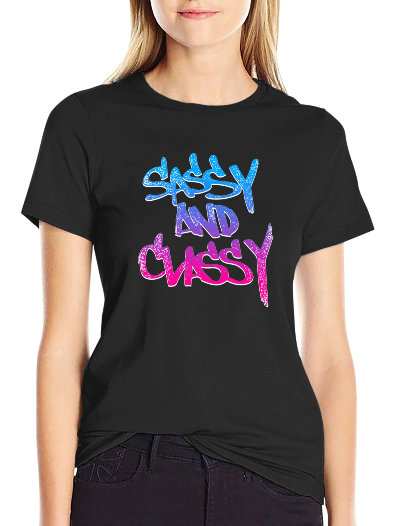 Black Sassy and Classy Black Graphic Tee view 2