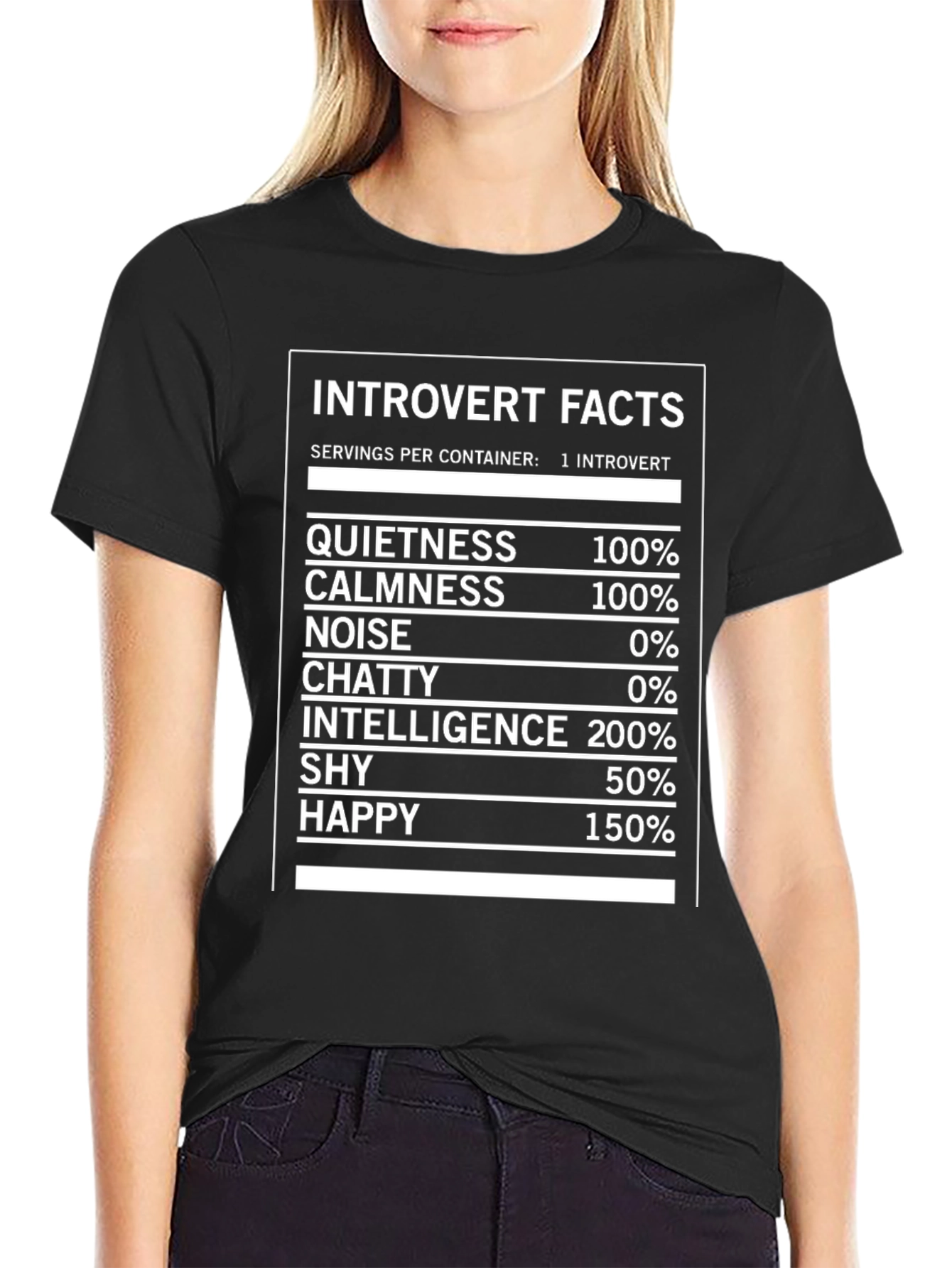 Black Introvert Facts Graphic Novelty T-Shirt view 2
