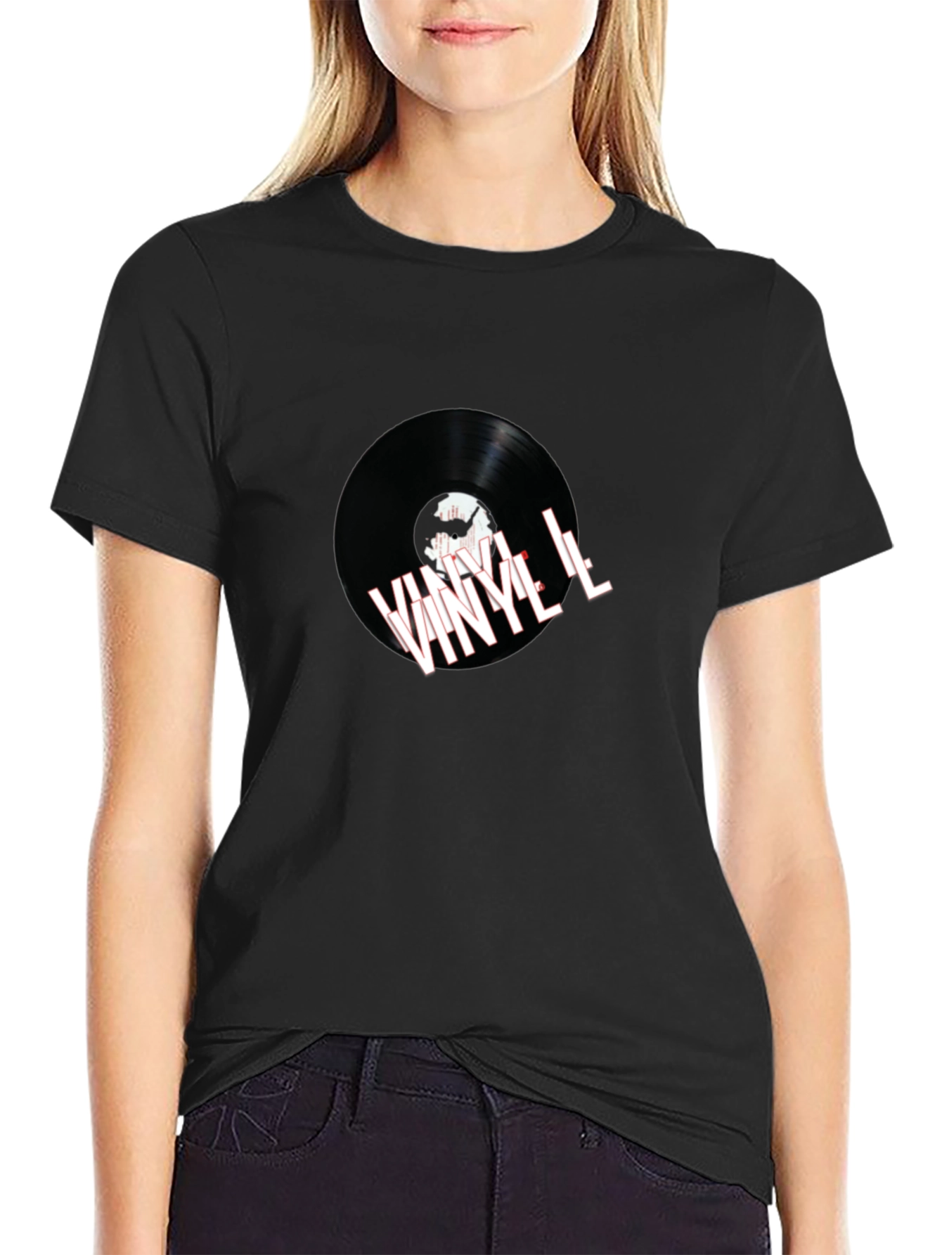 Black Vinyl Record Graphic Tee - Music Lover Fashion view 2
