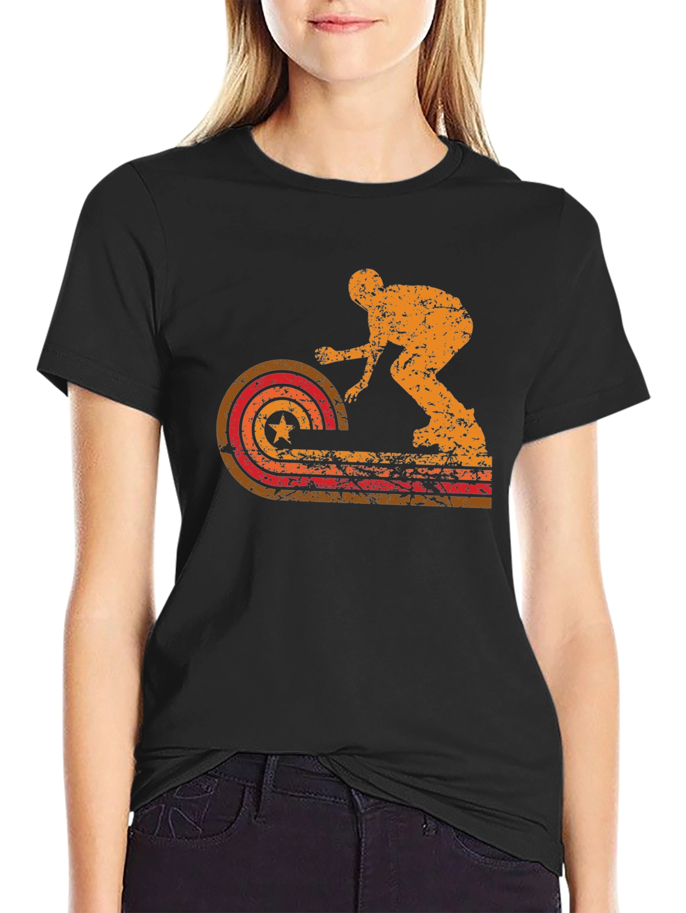 Black Retro Snowboarder T-Shirt - Vintage Style Graphic Tee view 2