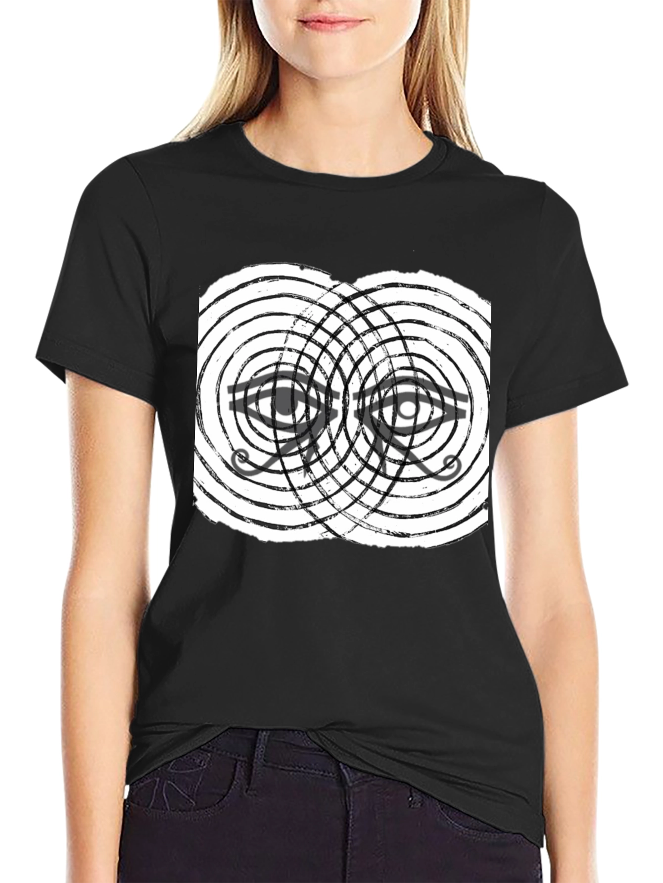 Black Eye of Horus Graphic Tee - Black Cotton T-Shirt view 2