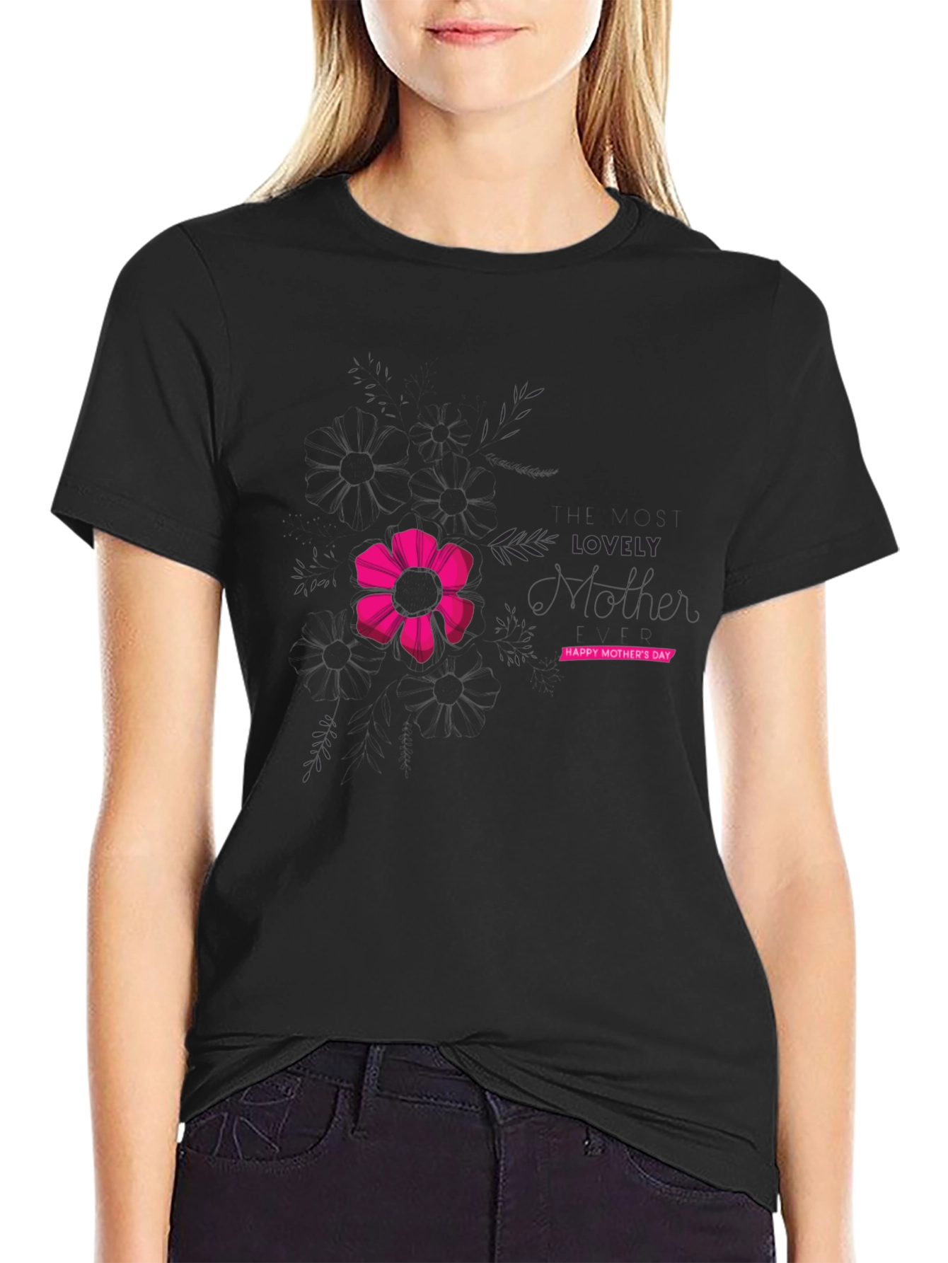Black Lovely Mother's Day Black Graphic T-Shirt view 2
