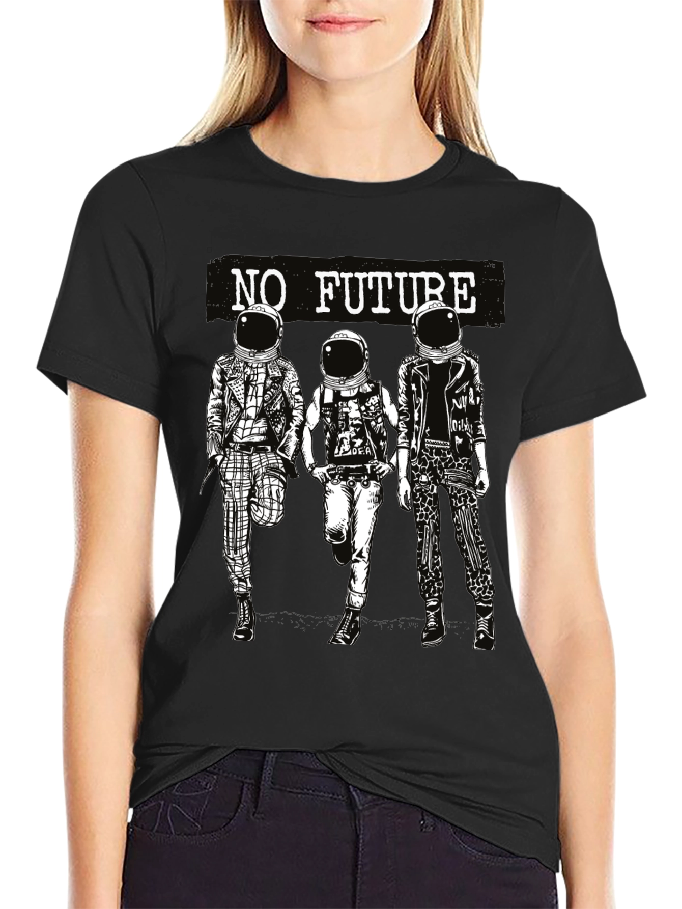 No Future Astronauts Black Graphic Tee - 2