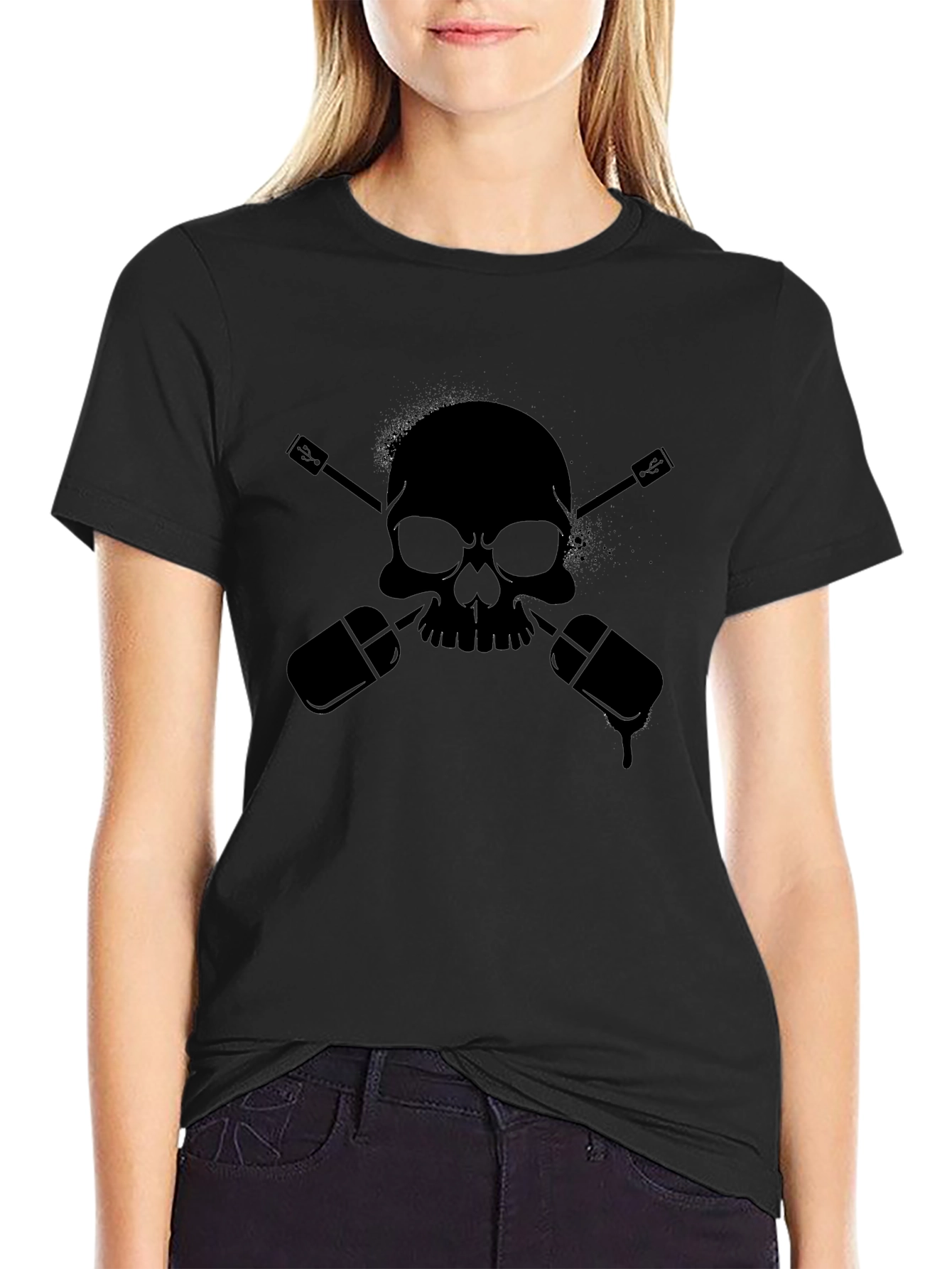 Black Skull & Mic Black T-Shirt view 2