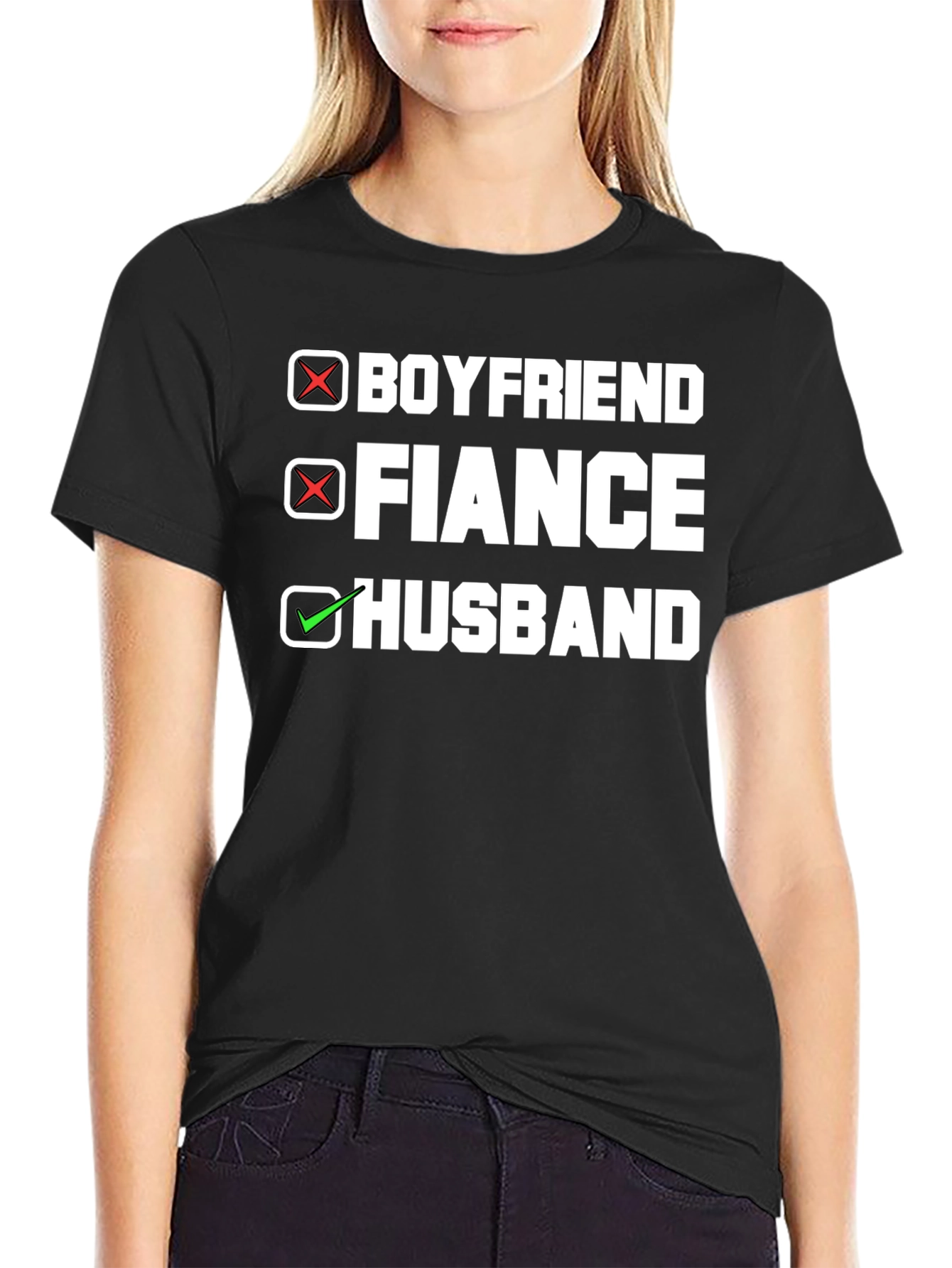 Black Husband T-Shirt - Boyfriend Fiance Checkbox Design view 2