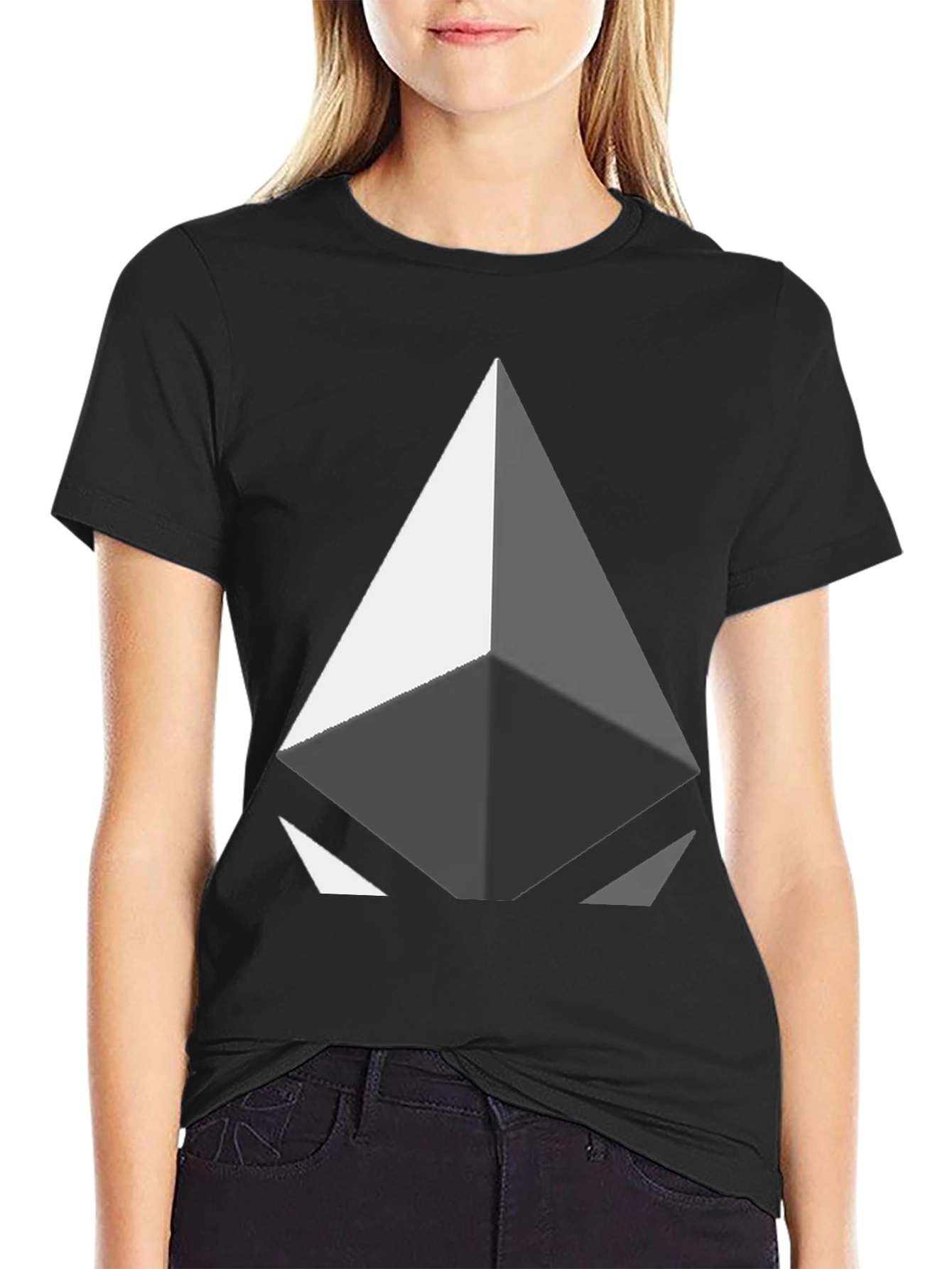 Black Geometric Diamond Graphic Tee - Modern Style view 2