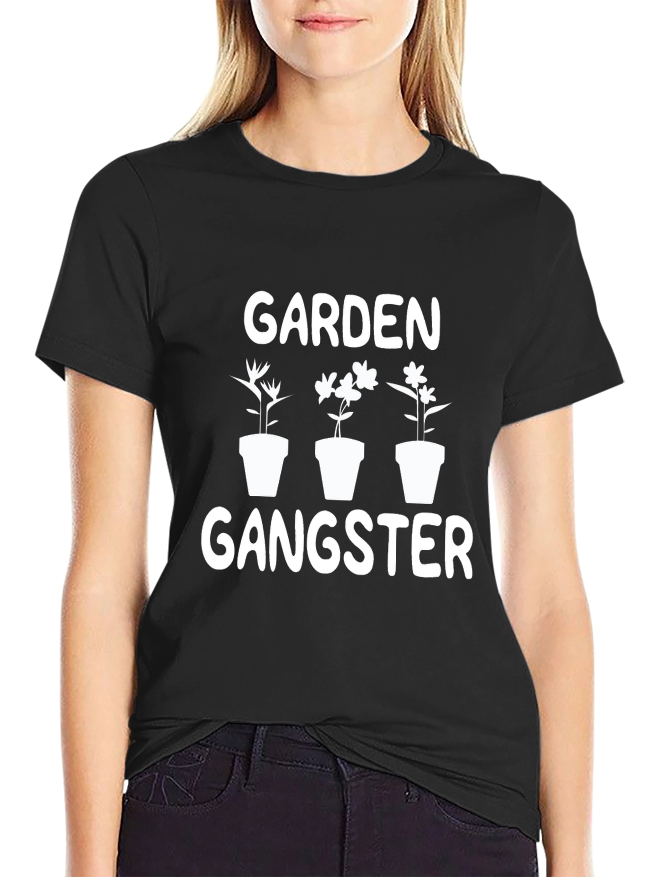 Black Garden Gangster T-Shirt - Funny Gardening Tee view 2