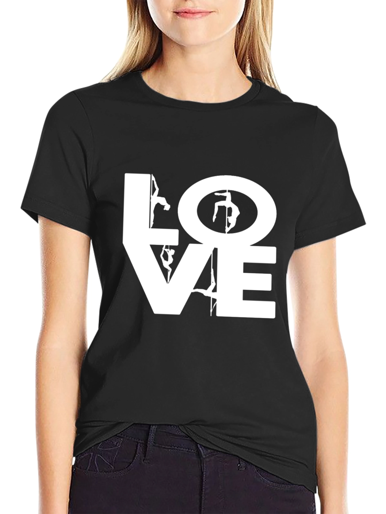 Black Pole Dancing LOVE Graphic Tee - Unisex Black T-Shirt view 2