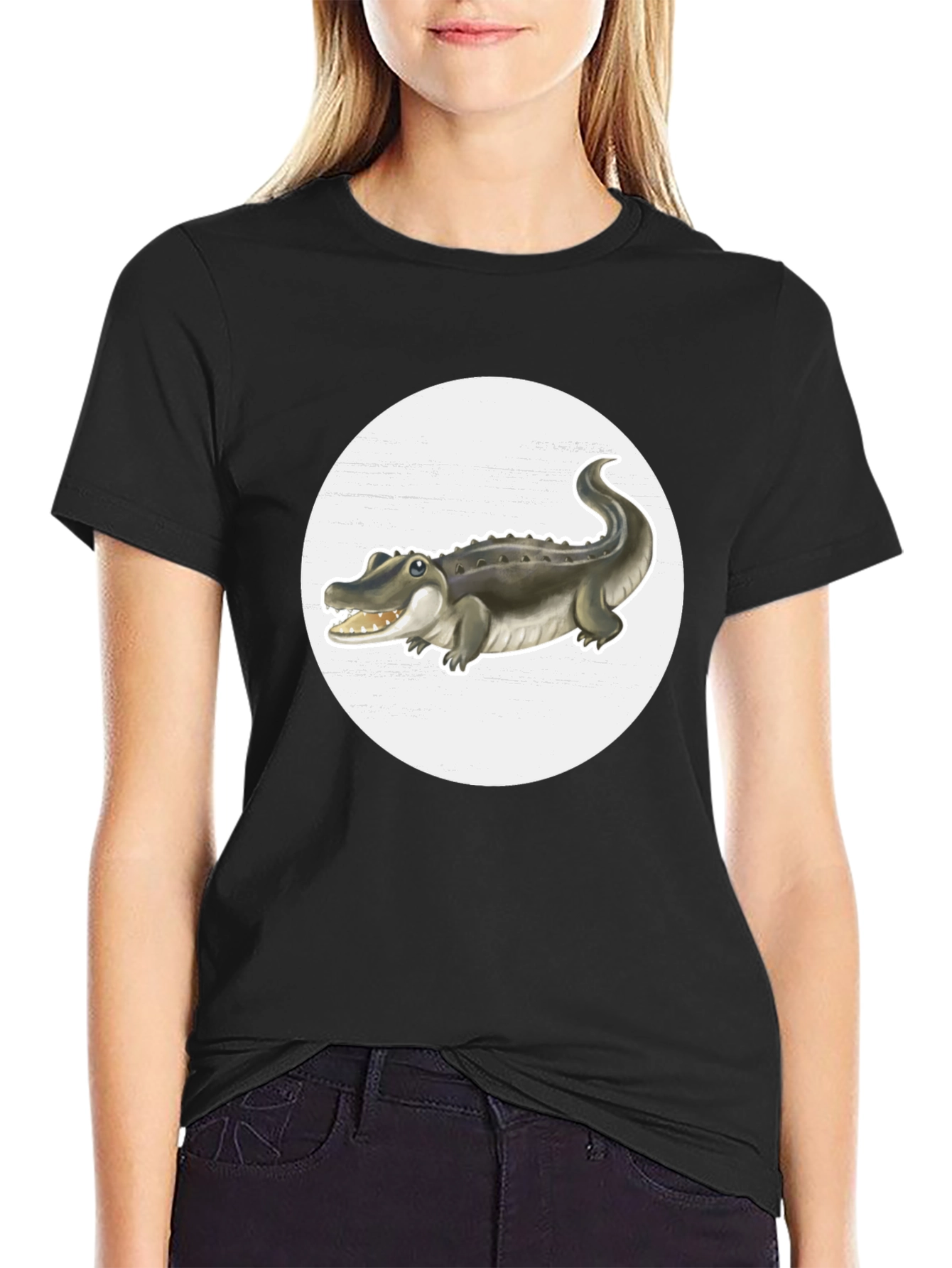 Black Crocodile Graphic Tee - Black view 2