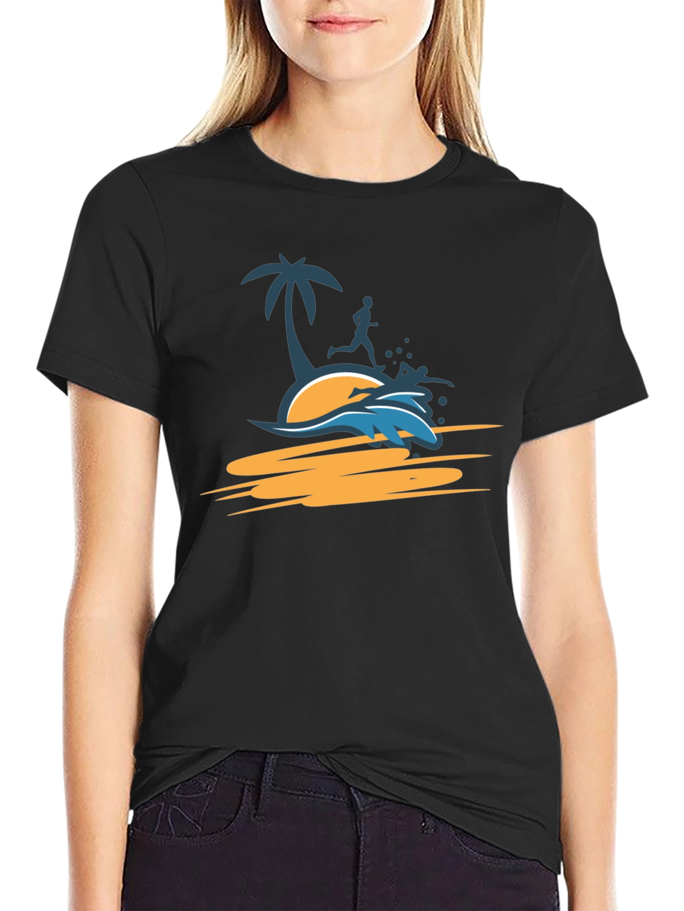 Black Tropical Beach Run T-Shirt - Black view 2