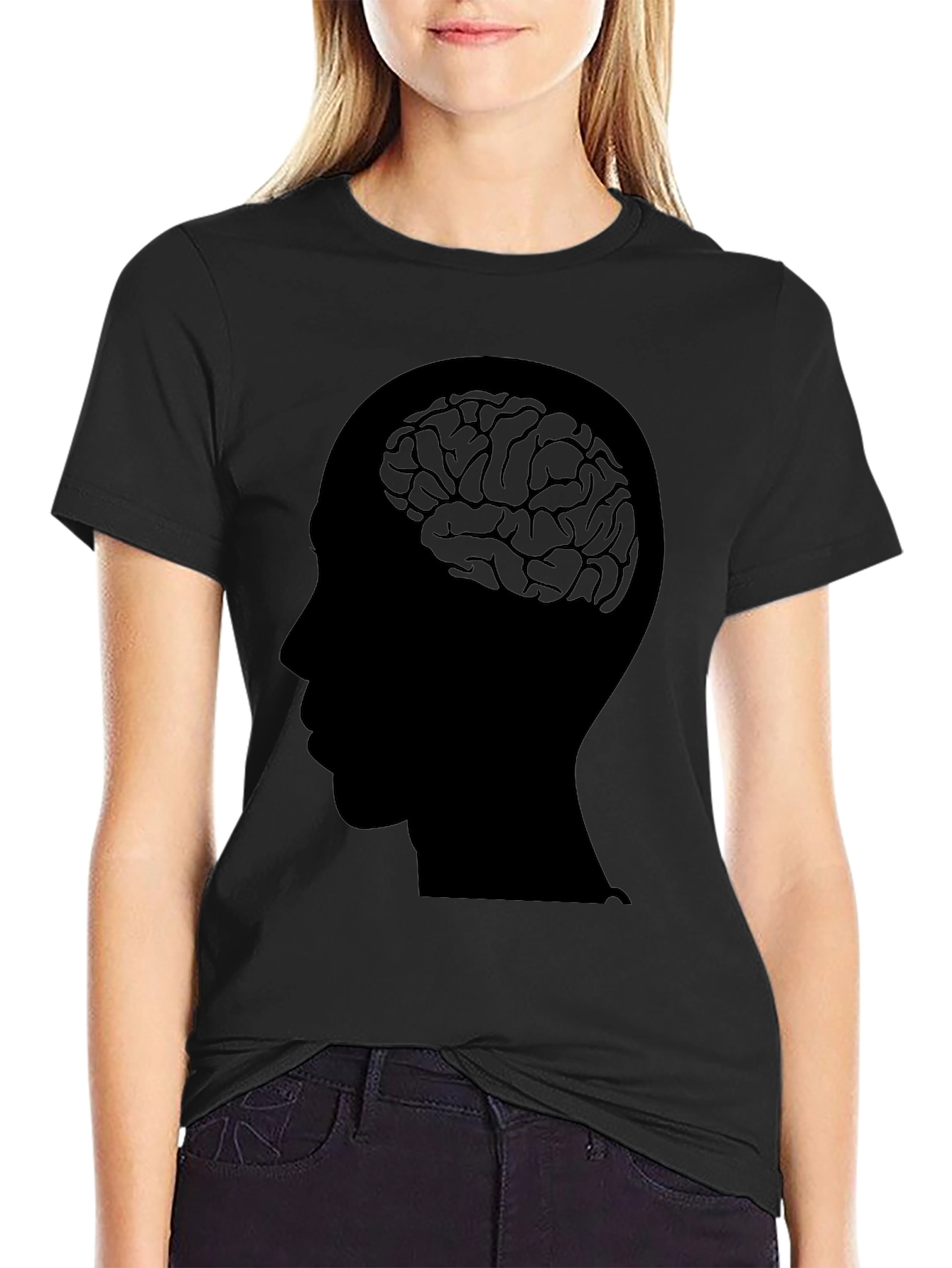 Black Brain Head T-Shirt - Mens Graphic Tee view 2