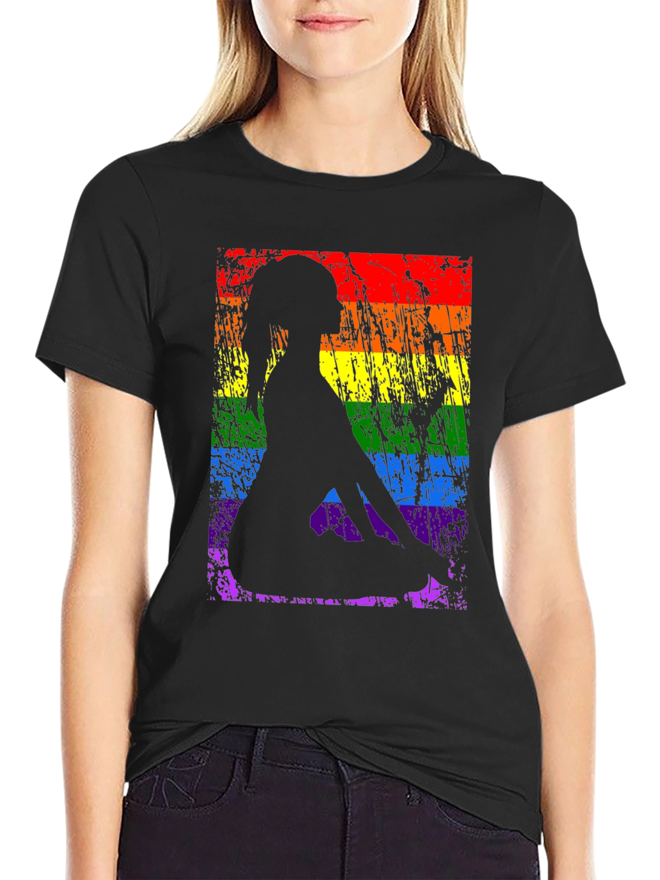 Black Yoga Pose LGBTQ Pride T-Shirt view 2