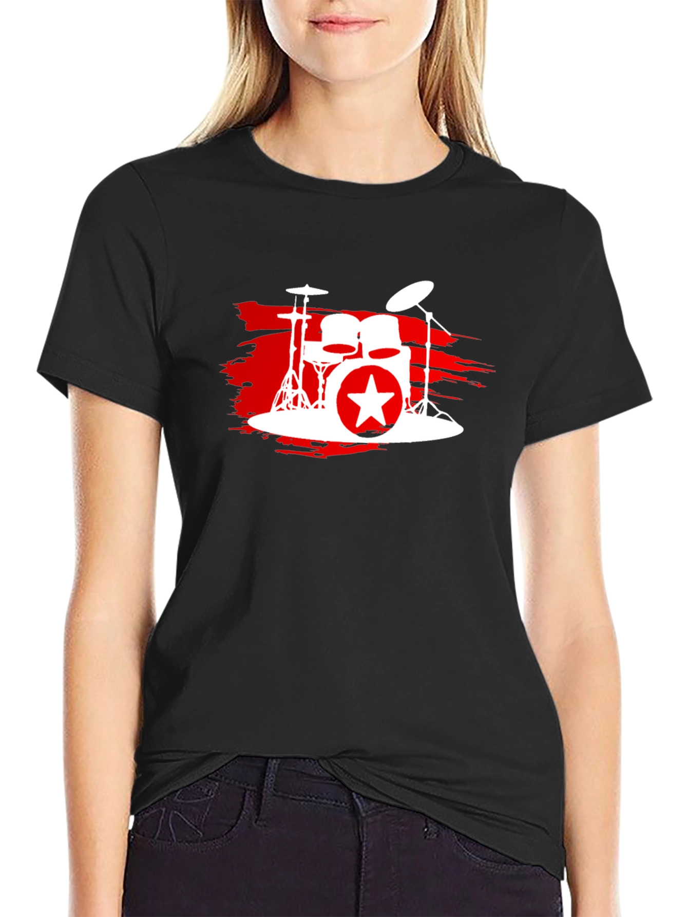 Black Drum Kit Star Graphic T-Shirt - Black view 2