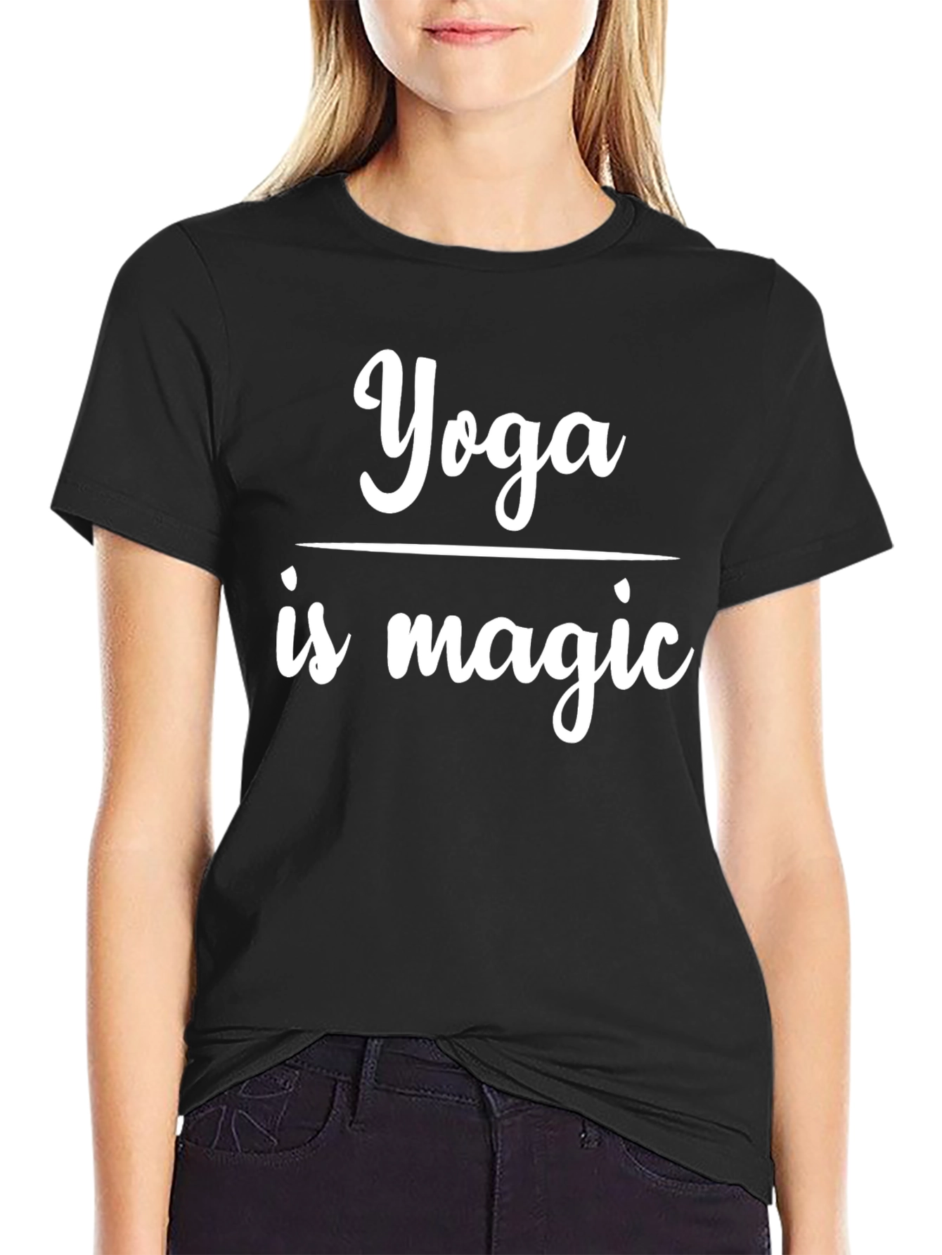 Black Yoga is Magic Graphic Tee - Black Cotton Blend view 2