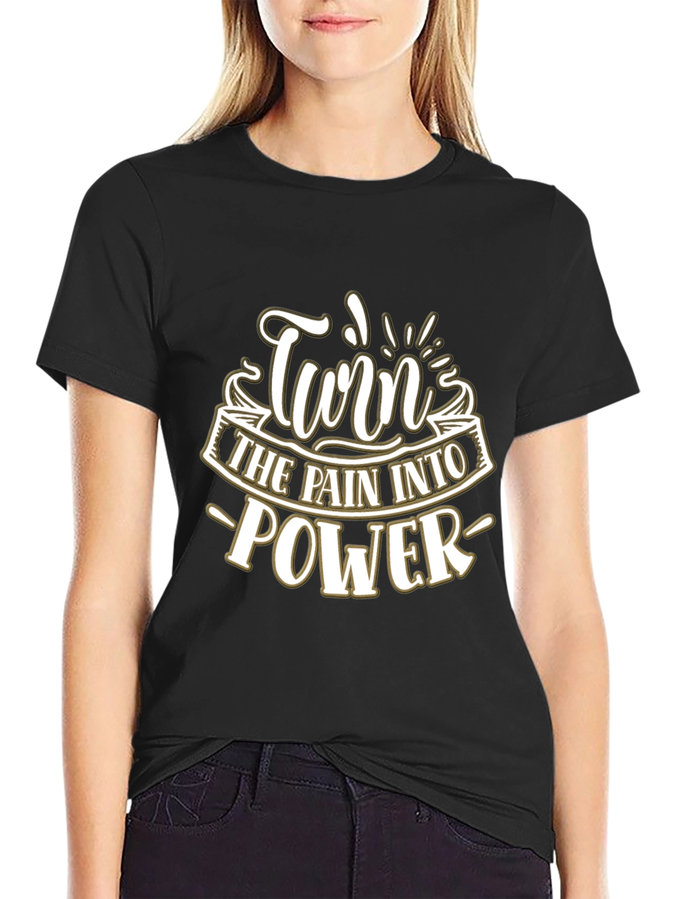 Black Turn Pain Into Power Graphic T-Shirt view 2