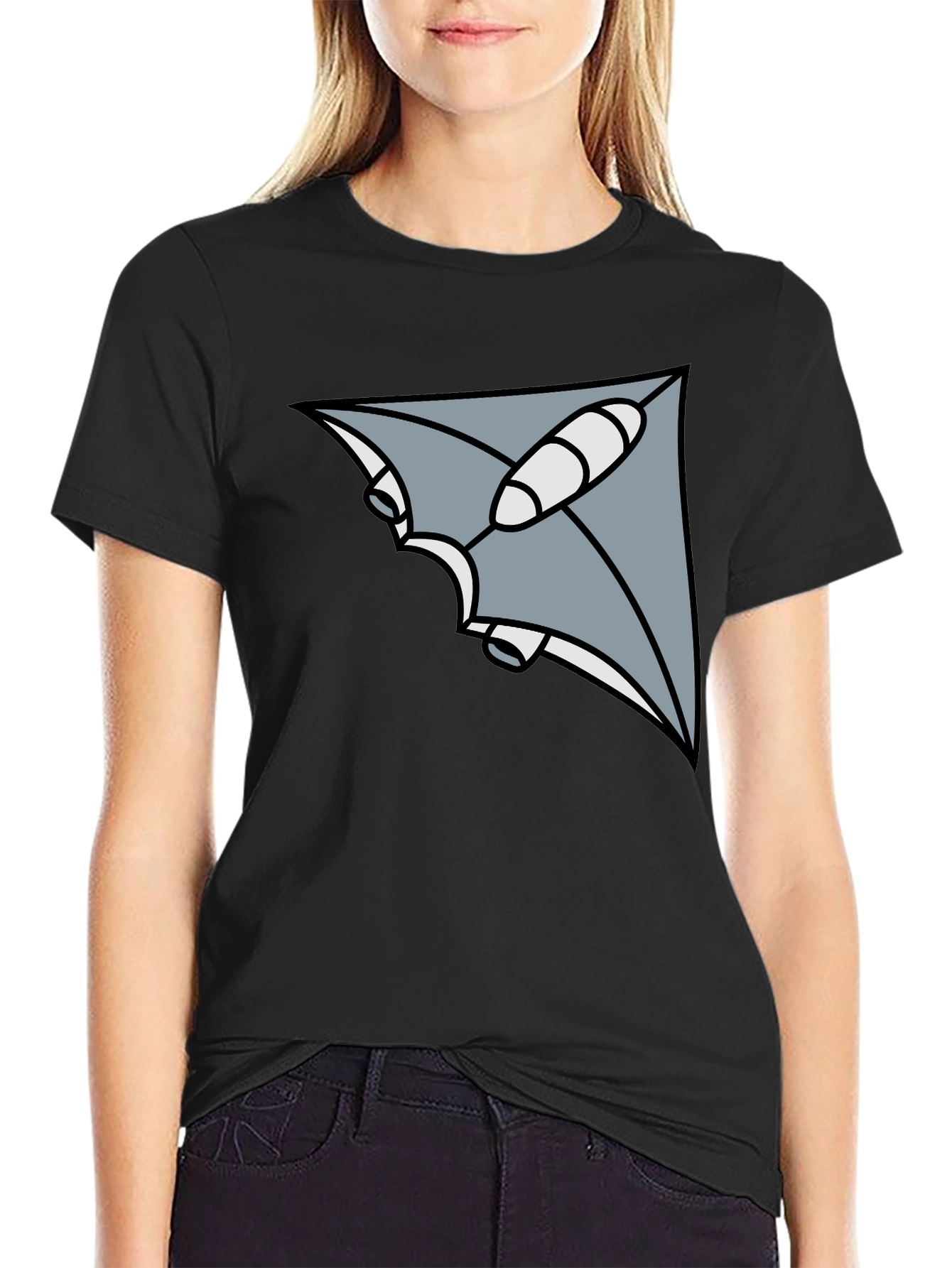 Black Geometric Ray Black T-Shirt view 2